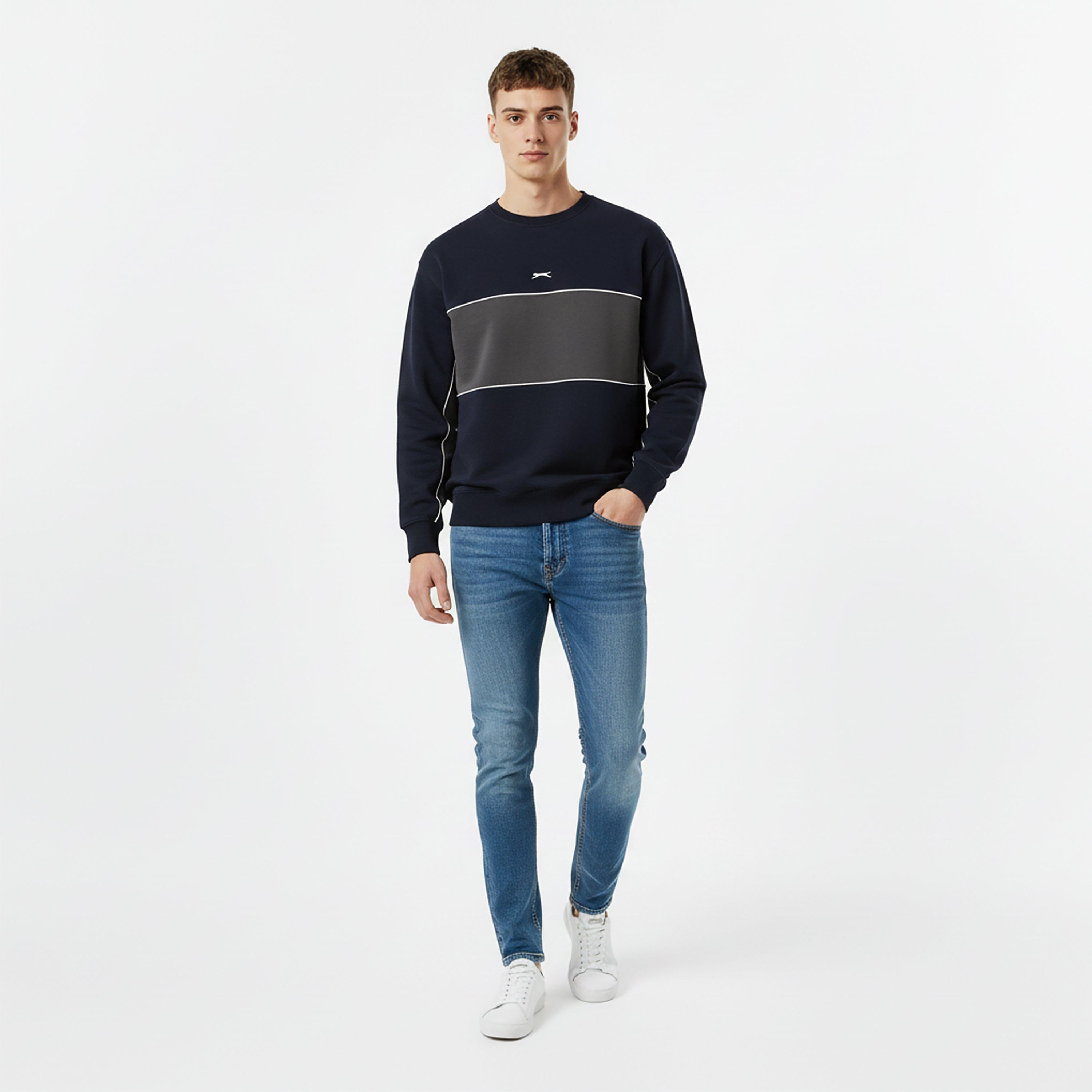 Navy/Smoke - Slazenger - Fleece Sportswear Crew Sweat Mens - 5