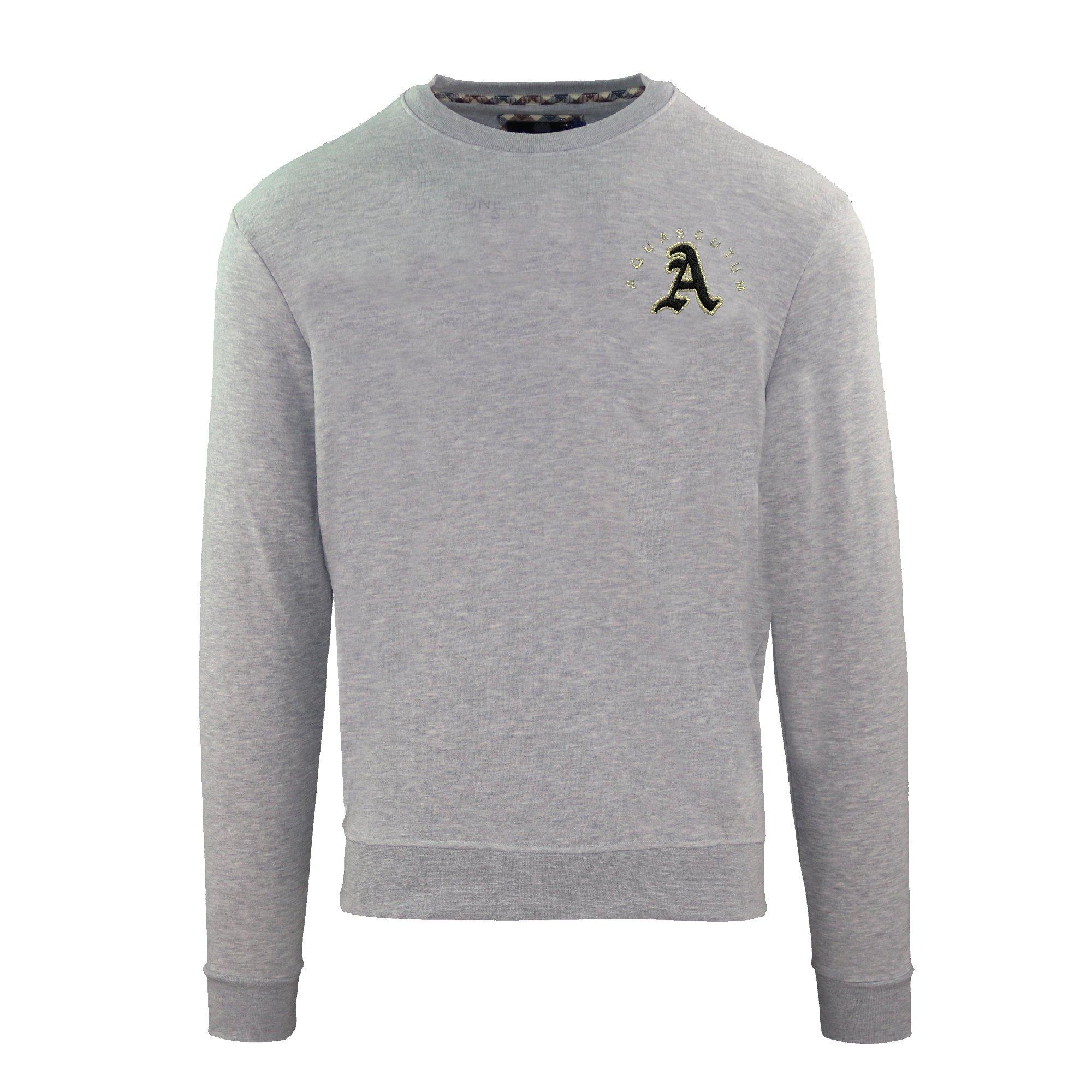 Grey - Aquascutum - Men's Roundnk Sweat Crew Sweatshirt - 1