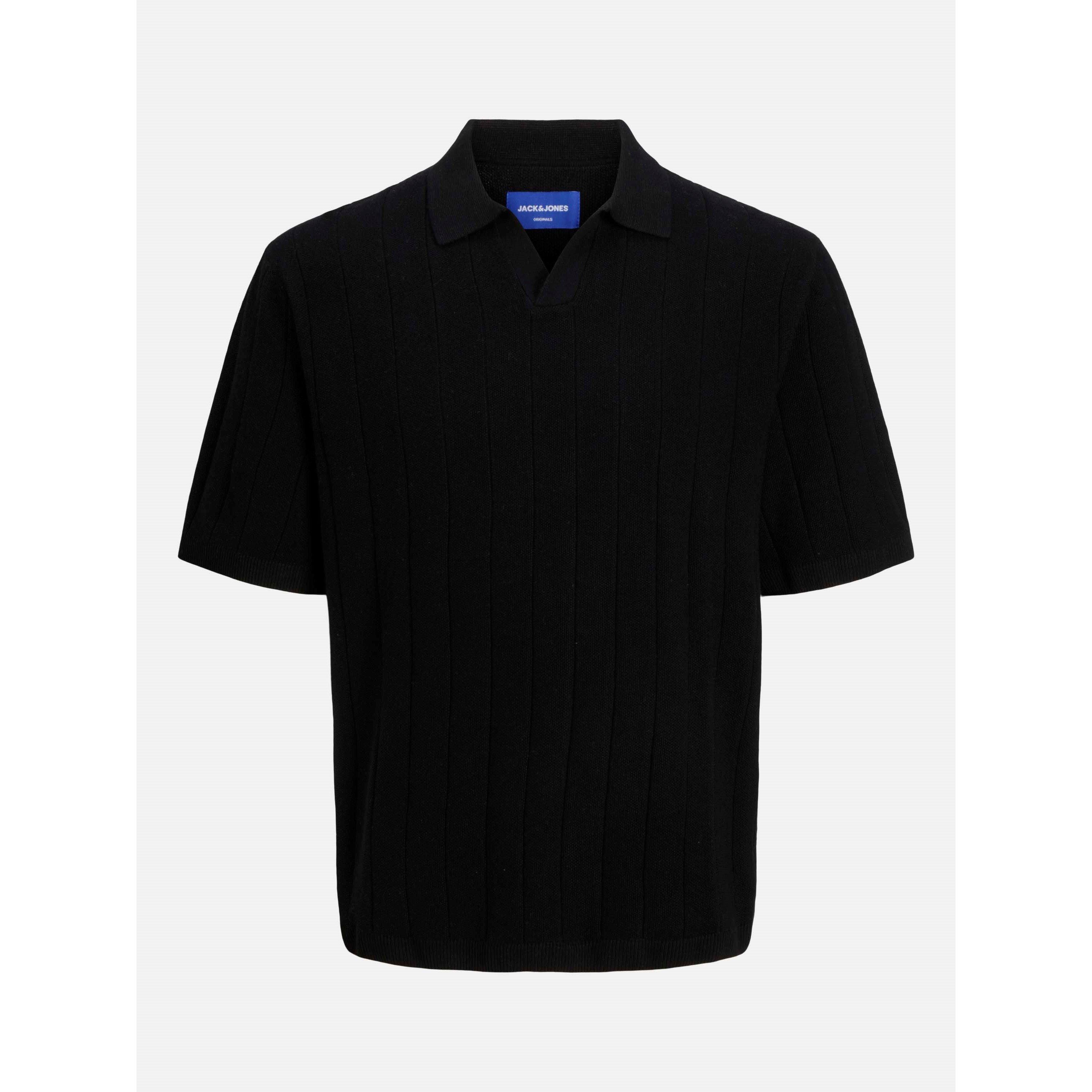 Jack And Jones Men's Split Neck Knitted Crew Sweatshirt - Black - XL