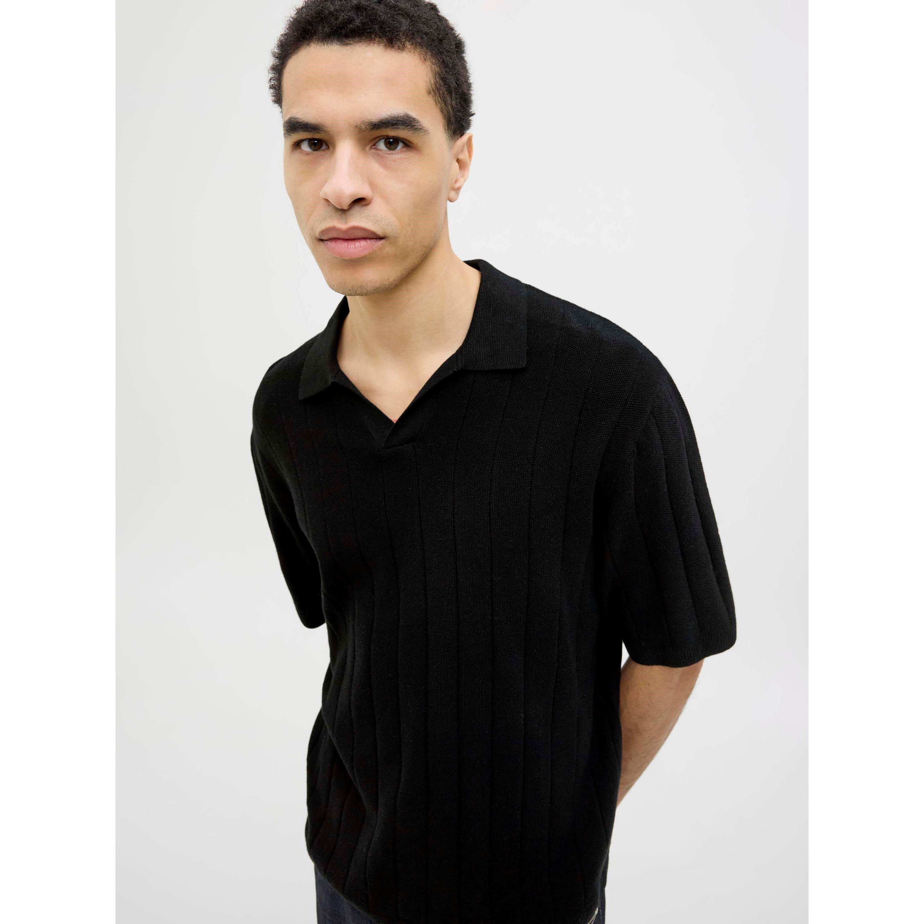 Black - Jack and Jones - Jack Split Neck Knt Sn99 - 6