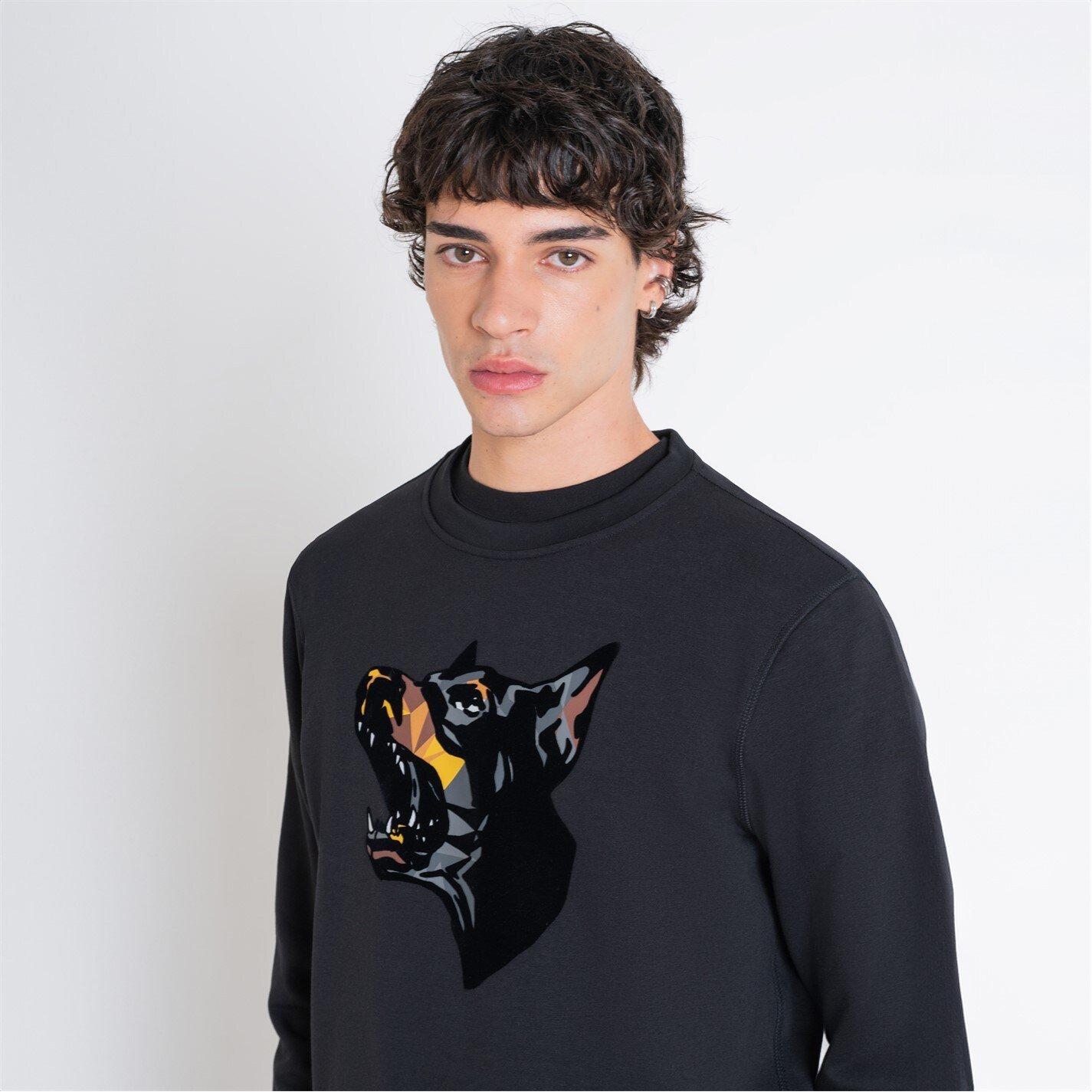 Nero - Antony Morato - SWEATSHIRT REGULAR FIT IN ABLE COTTON BLEND FABRIC WITH MATT PLASTICSUSTAIN AND FLOCK PRINT - 4