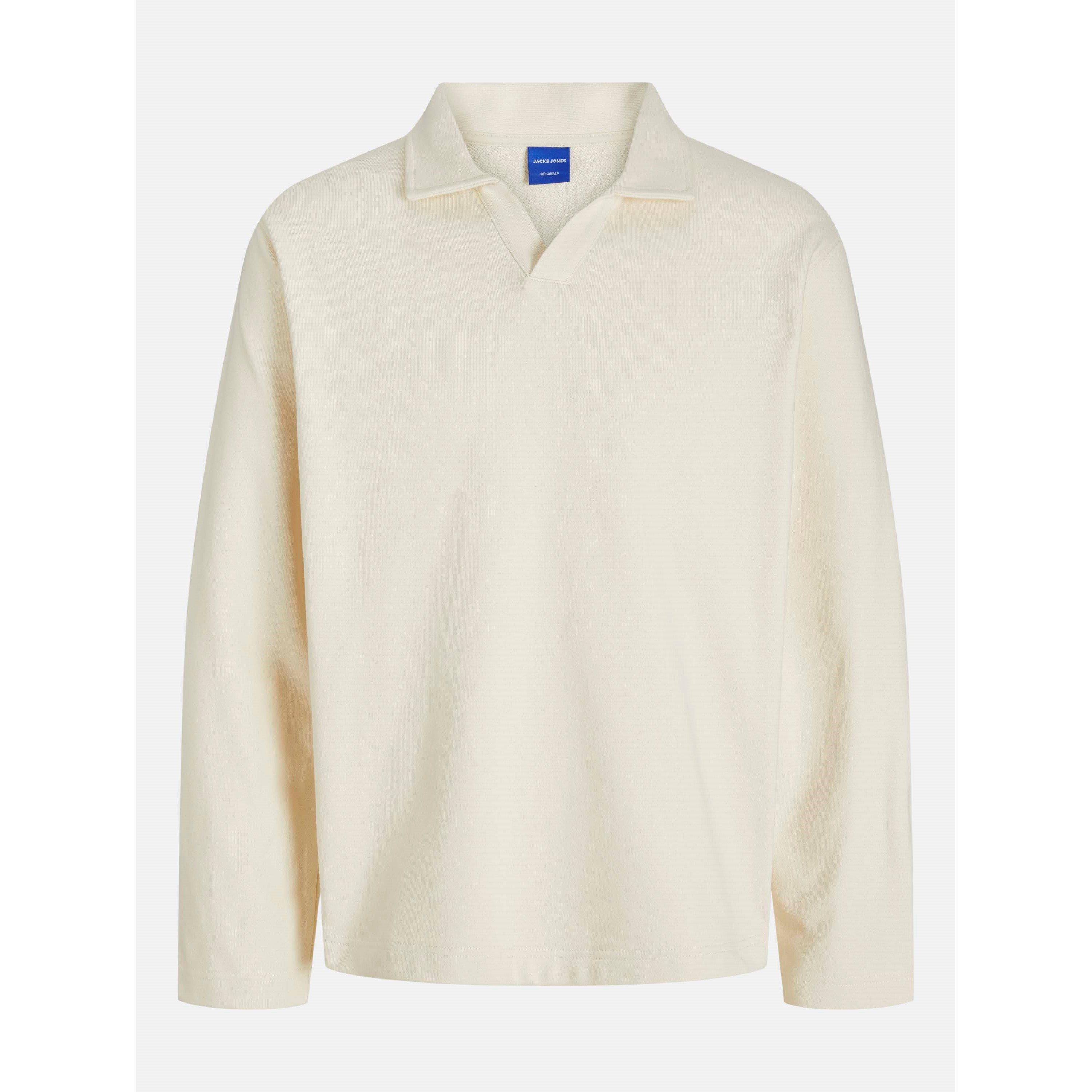 Jack And Jones Men's Split Neck Sweat Crew Sweatshirt - Antique White - L