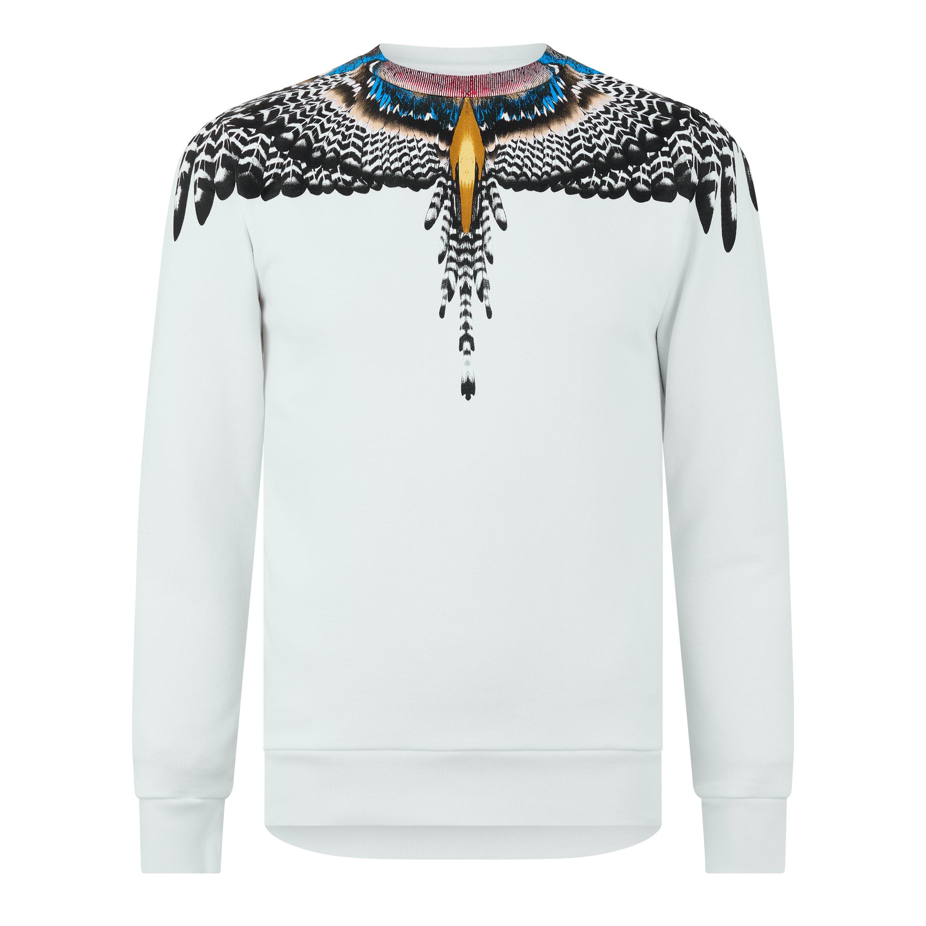 White/Dark Gr - Marcelo Burlon - Men's Wings Print Crew Sweatshirt - 1
