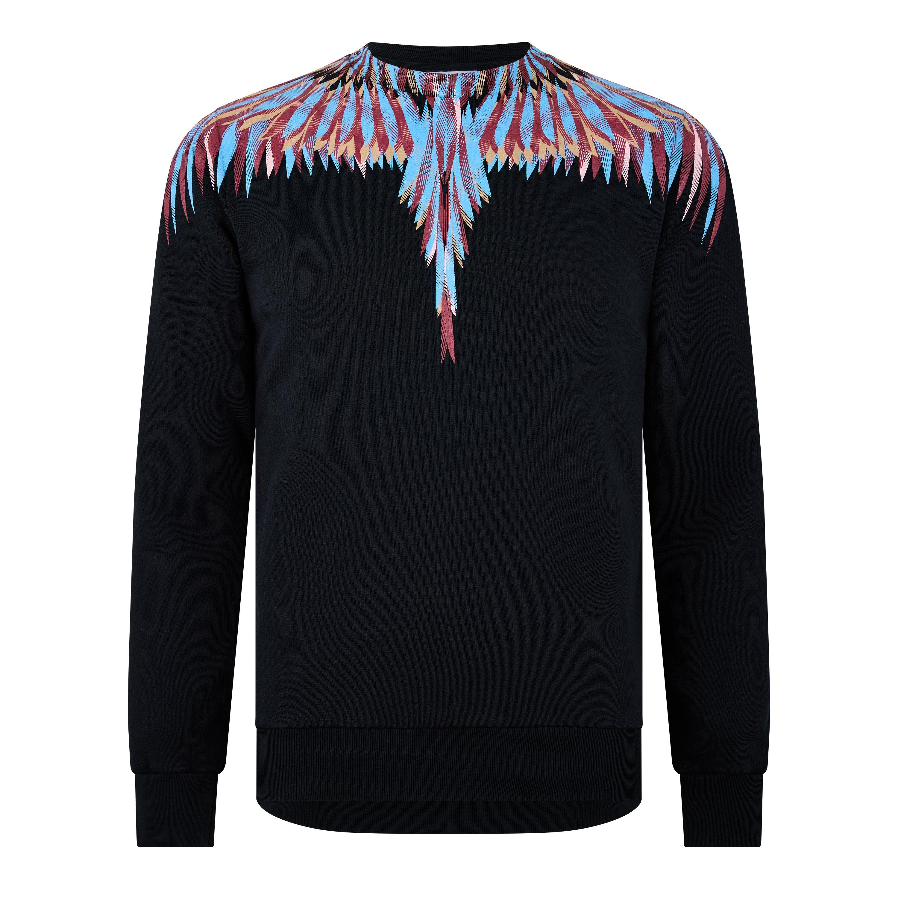 Marcelo Burlon Men's Wings Crewneck Sweatshirt - Black/Light - Size 2X Small