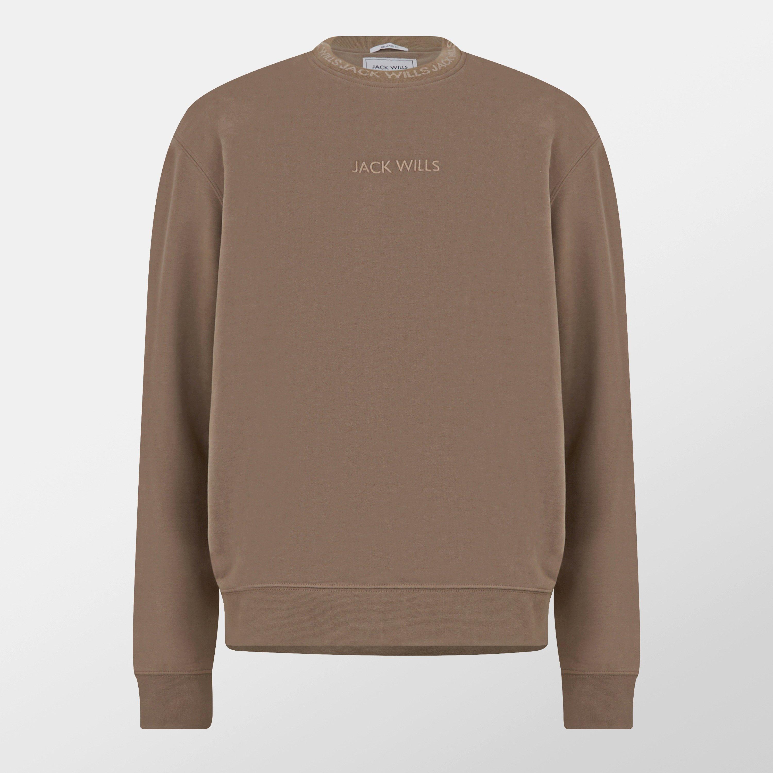 Jack Wills Men's Jacquard Crew Sweatshirt - Fawn - 2XL