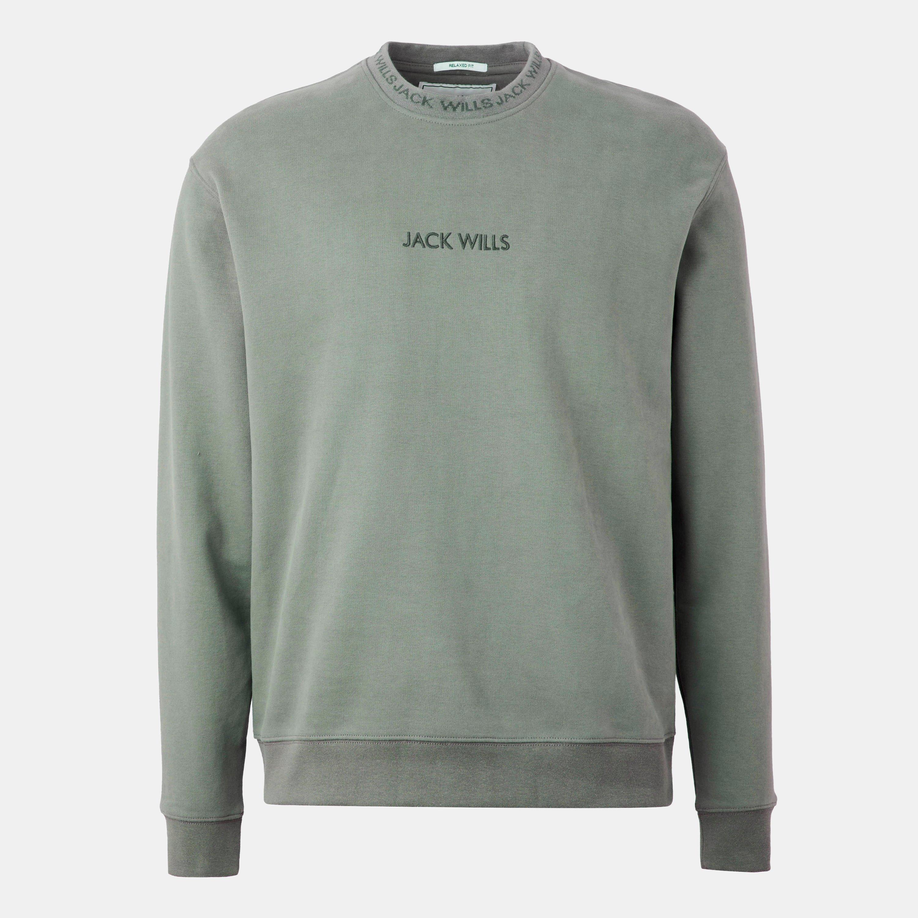Jack Wills Men's Jacquard Crew Sweatshirt - Washed Khaki - 2XL
