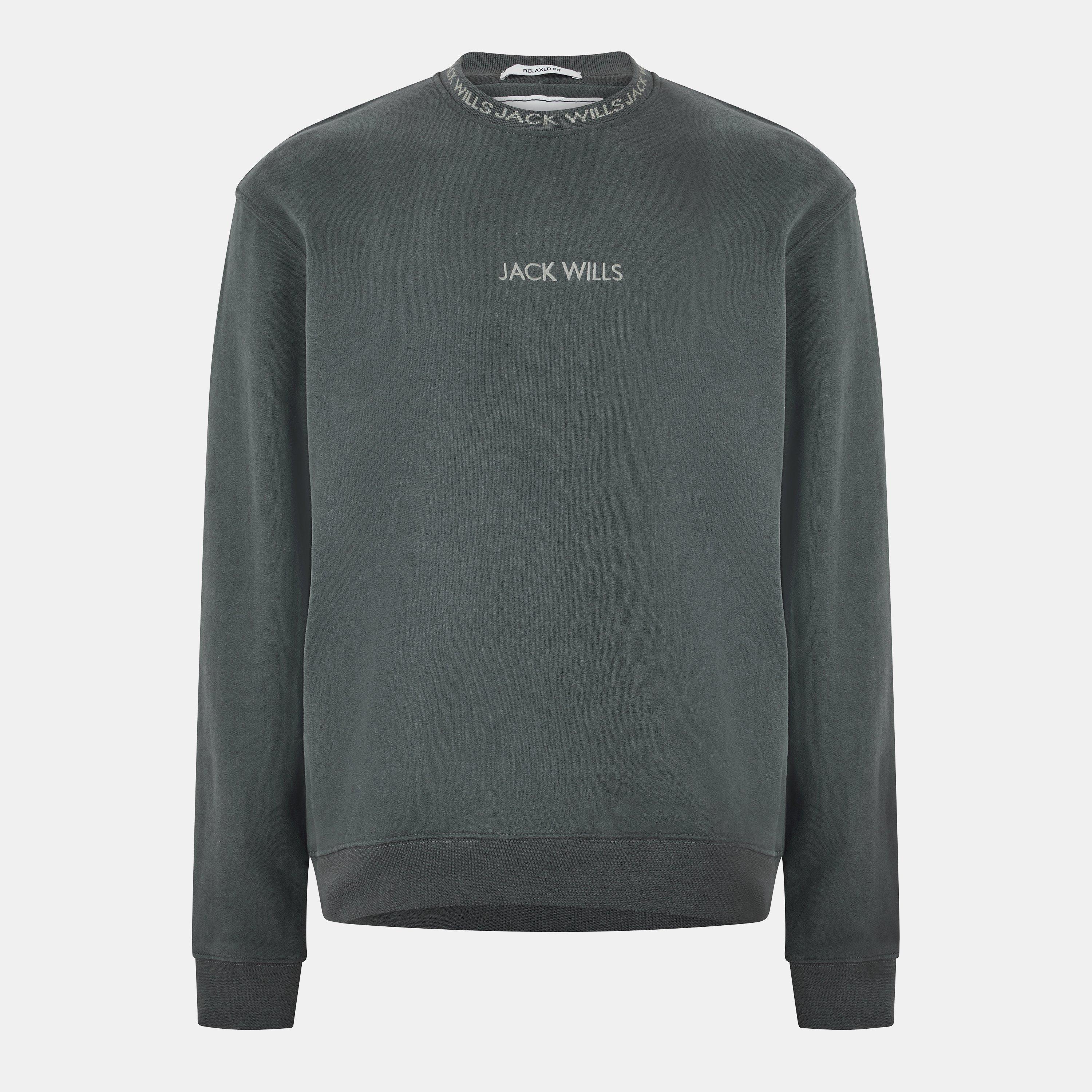 Jack Wills Men's Jacquard Crew Sweatshirt - Slate - 2XL