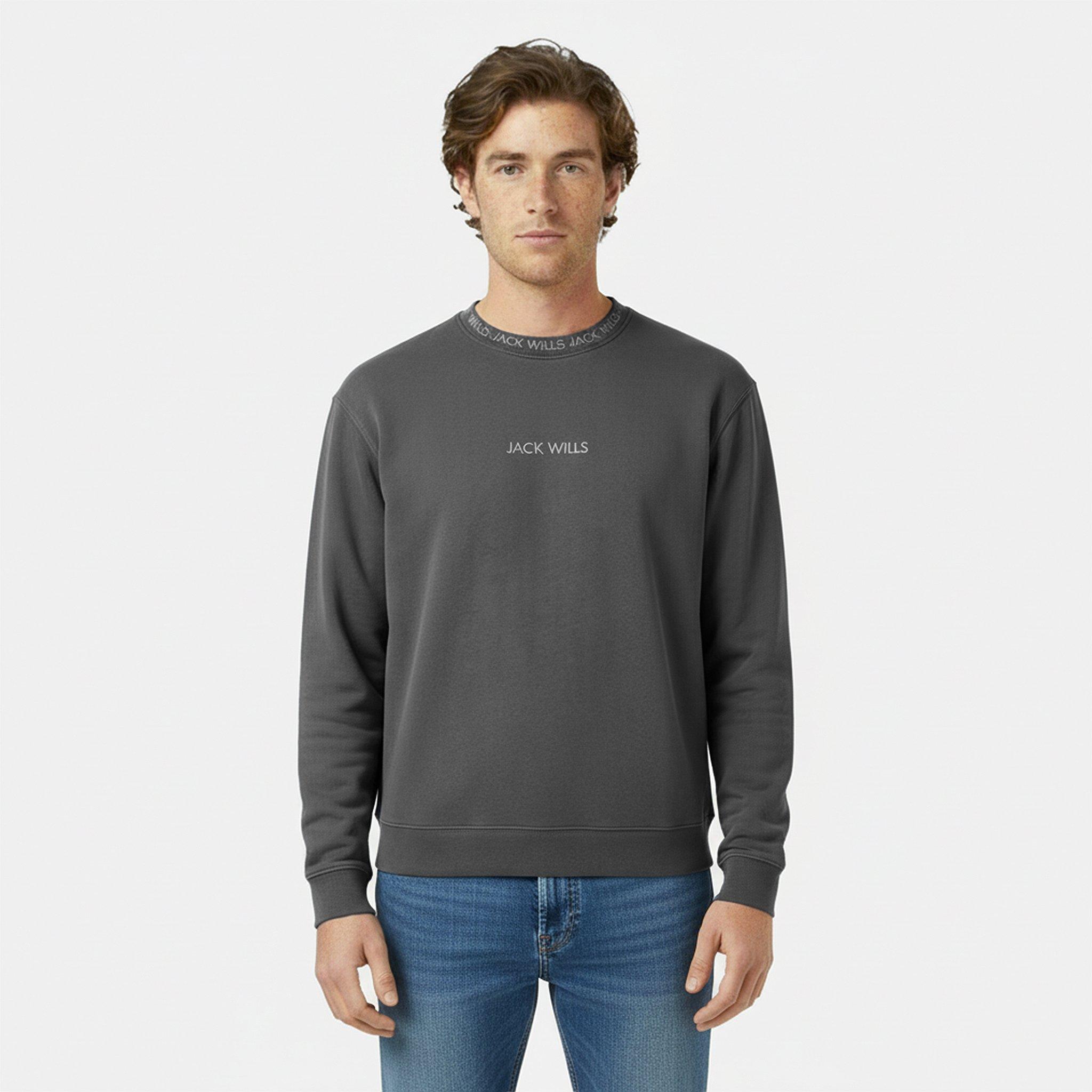 Slate - Jack Wills - Jacquard Crew Sweatshirt Mens - 3