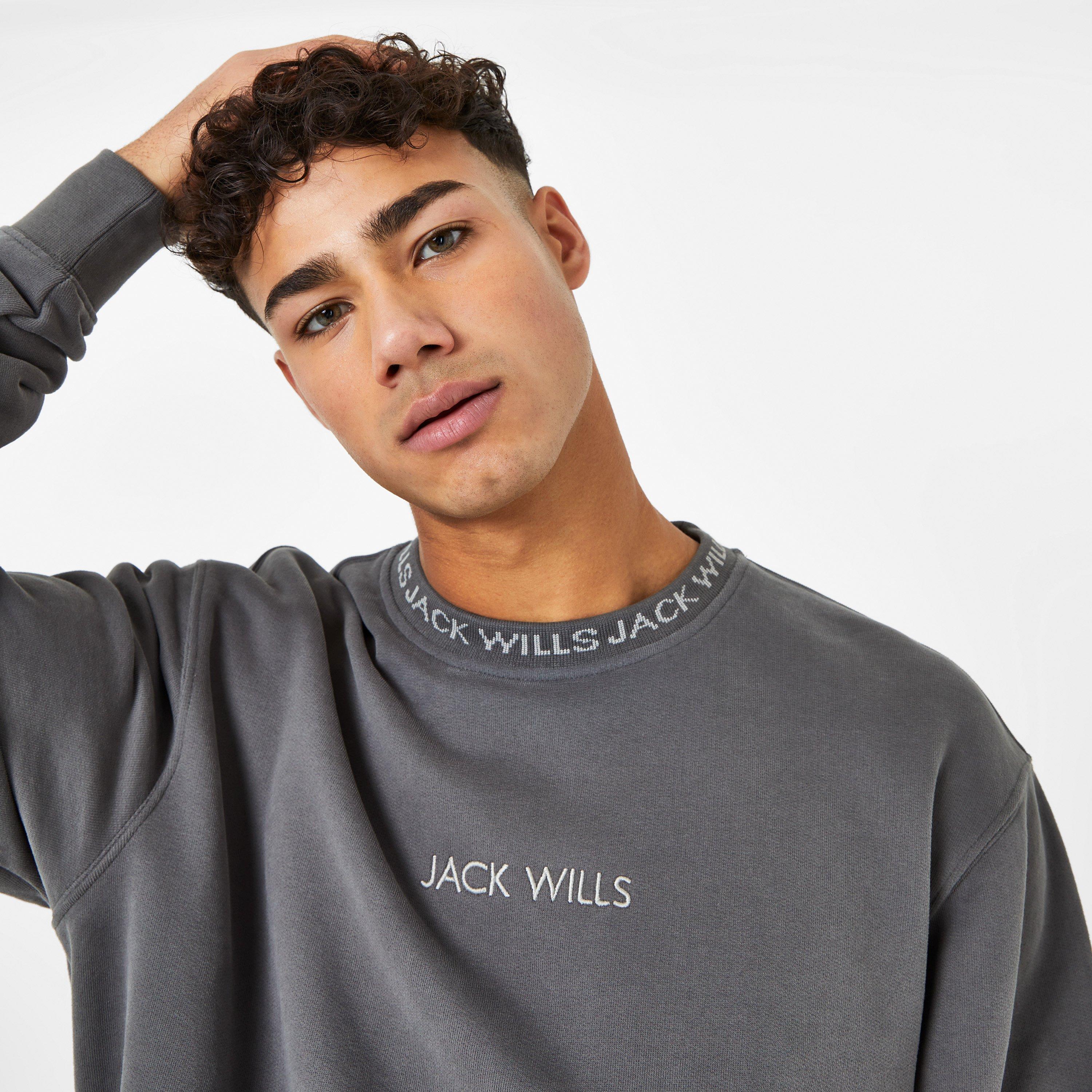 Slate - Jack Wills - Jacquard Crew Sweatshirt Mens - 5