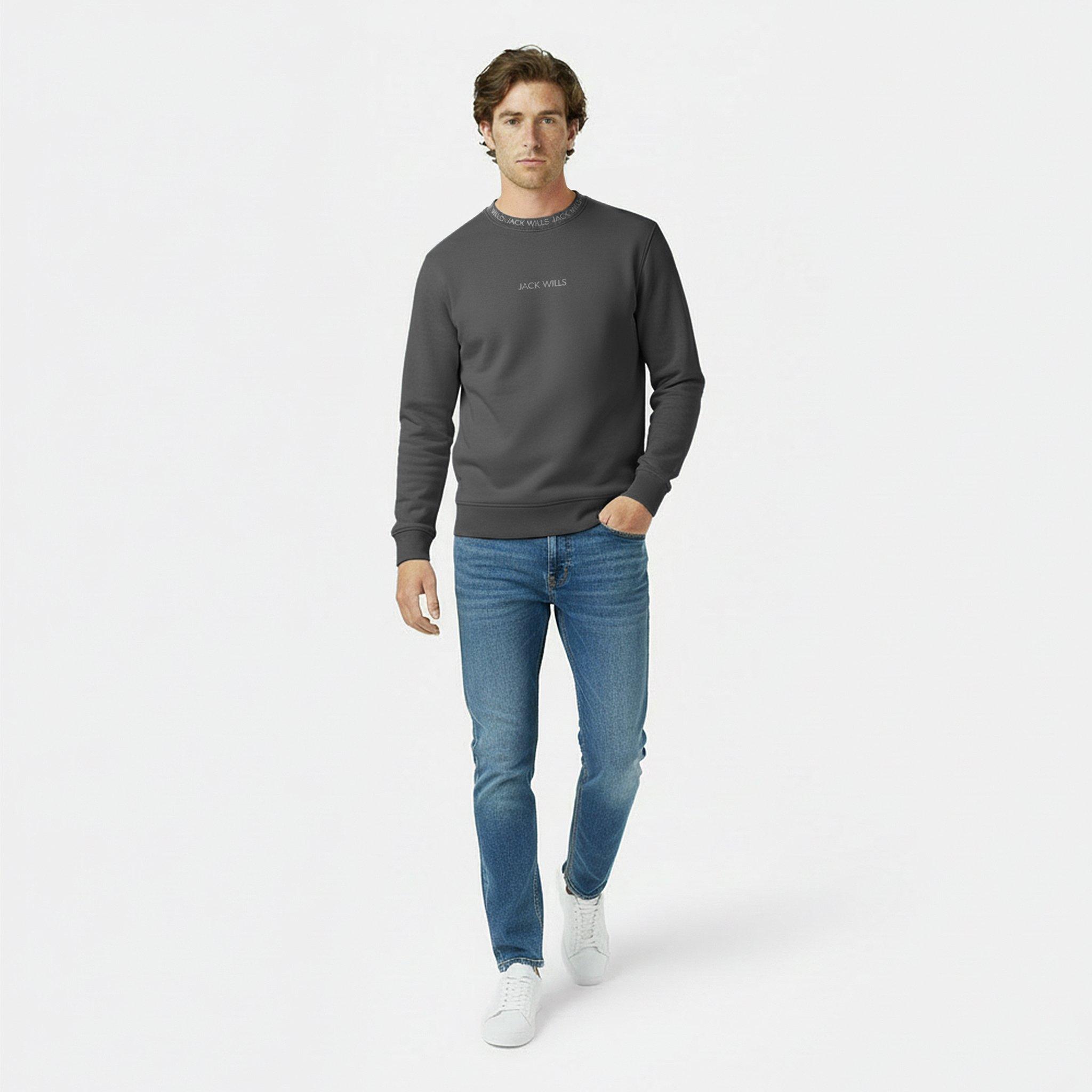 Slate - Jack Wills - Jacquard Crew Sweatshirt Mens - 6