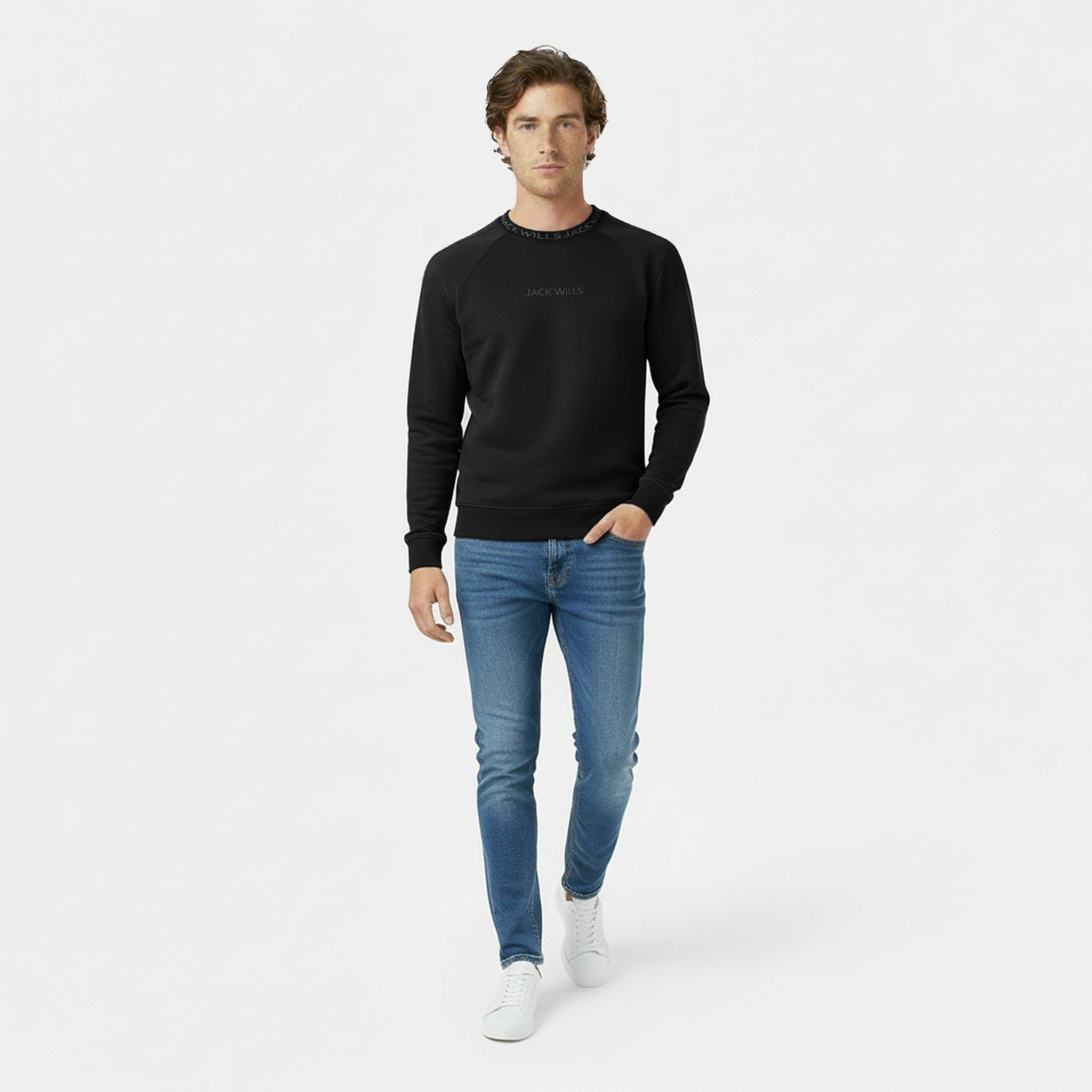 Negro - Jack Wills - Jacquard Crew Sweatshirt Mens - 5