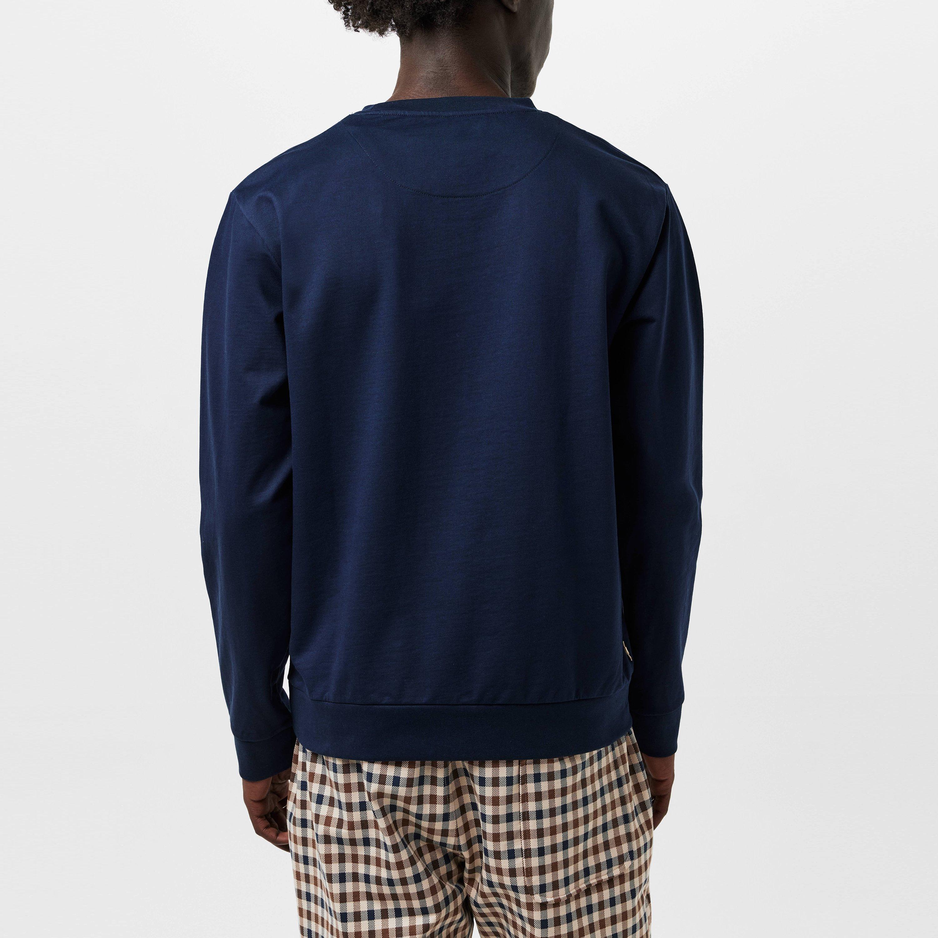 Navy - Aquascutum - Check Pocket Sweatshirt - 4