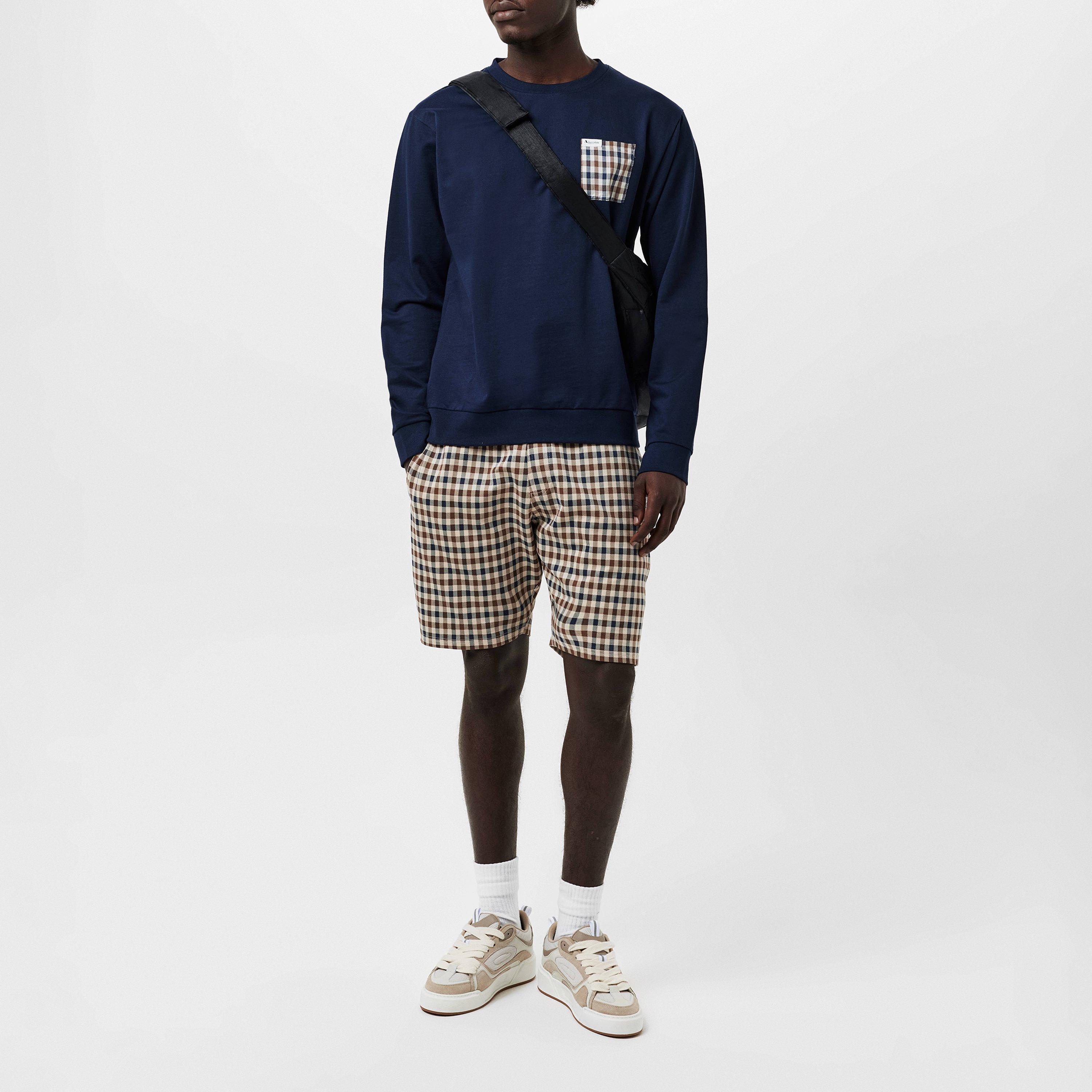 Navy - Aquascutum - Check Pocket Sweatshirt - 6