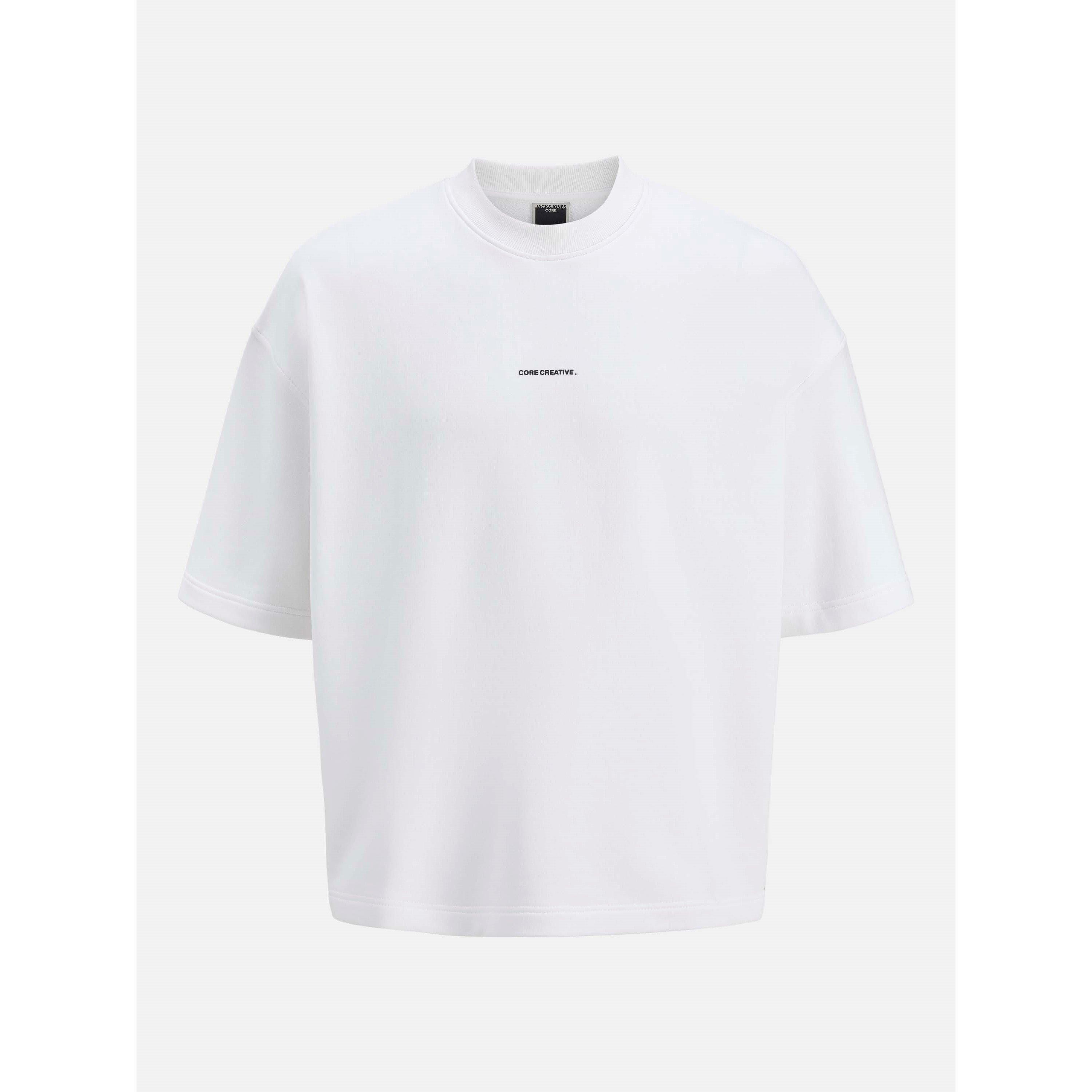 Bright White - Jack and Jones - Men's Print Back Short Sleeve Crew Sweatshirt - 1