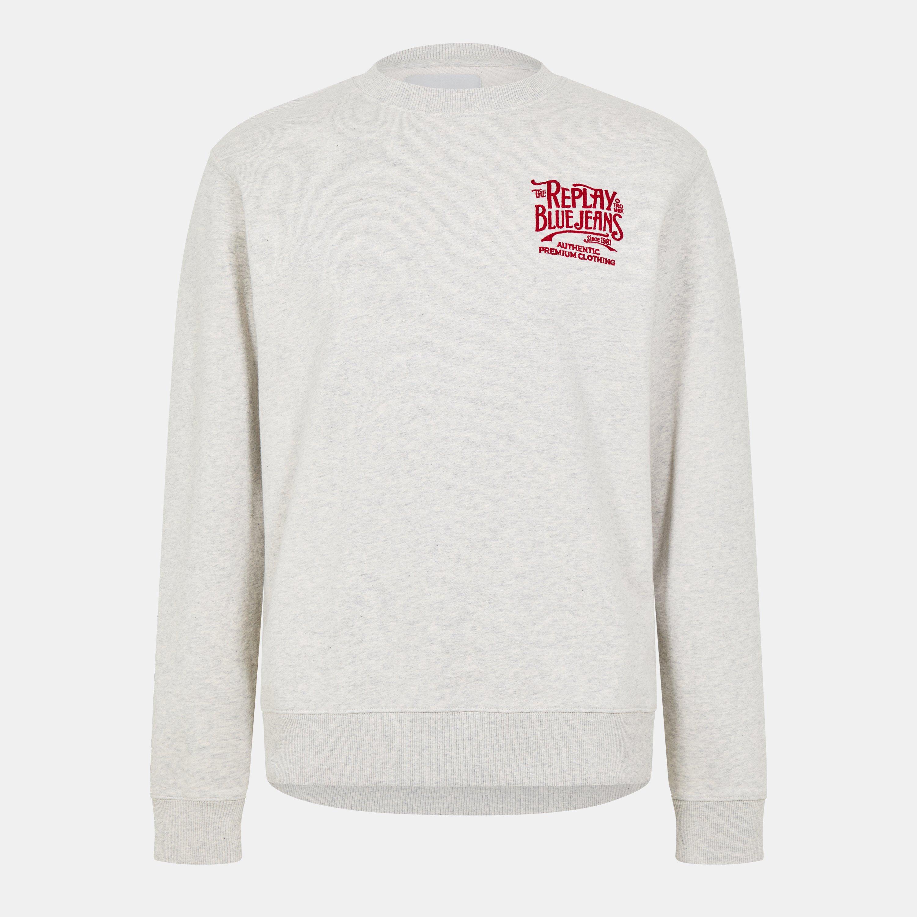 Replay Men's Relaxed Fit Crew Sweatshirt - Grey Melange - XL