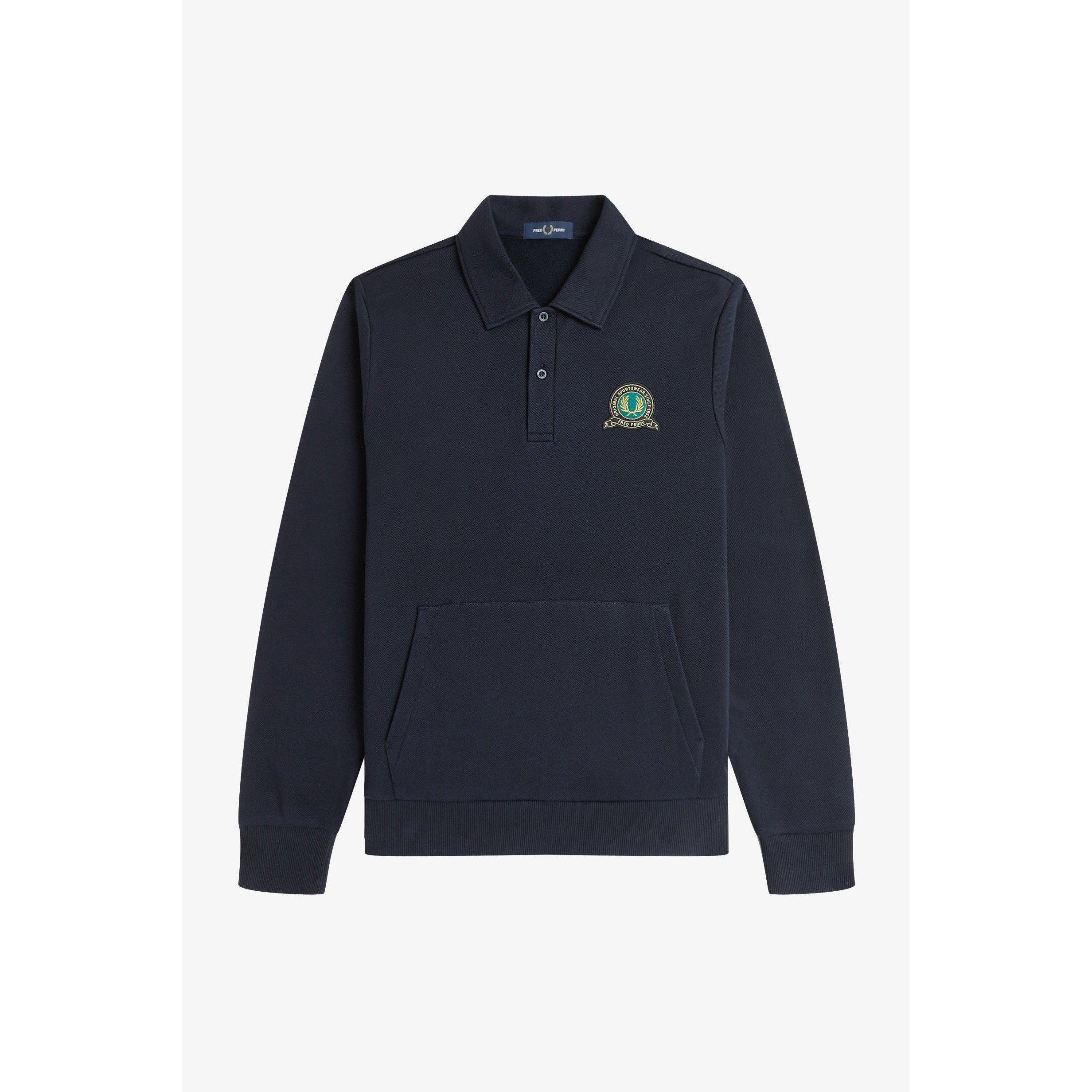 Fred Perry Men's Badge Collar Ribbed Crew Sweatshirt - Navy 608 - L
