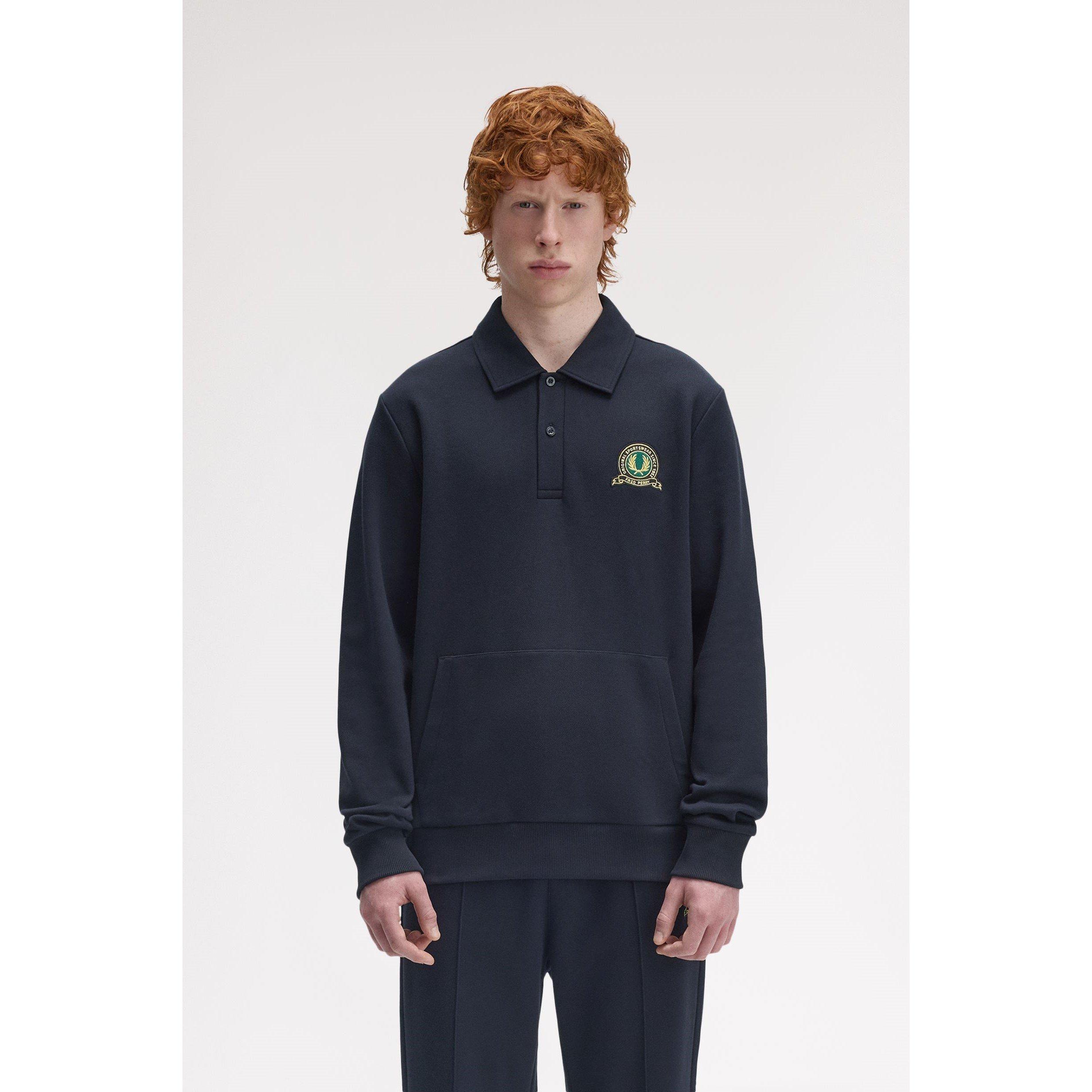Navy 608 - Fred Perry - Men's Badge Collar Ribbed Crew Sweatshirt - 3