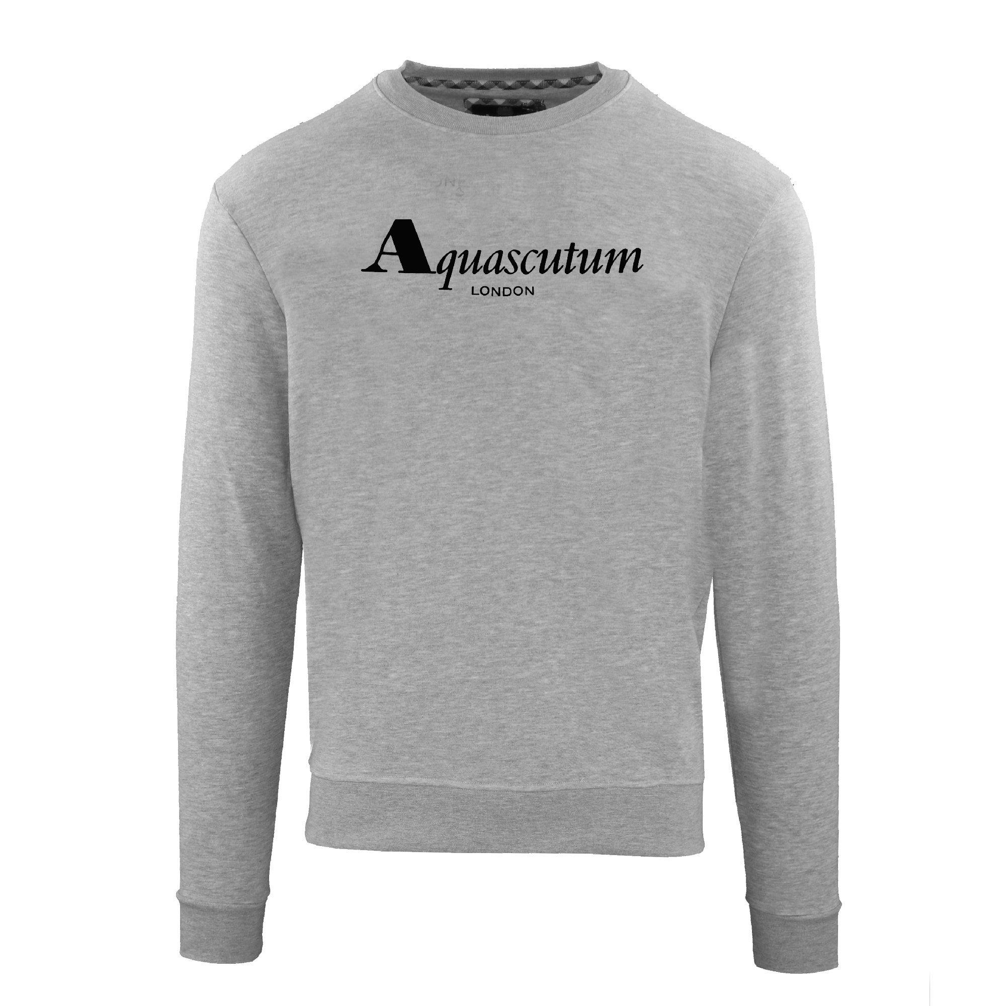 Aquascutum Men's Roundnk Sweat Crew Sweatshirt - Grey - Small