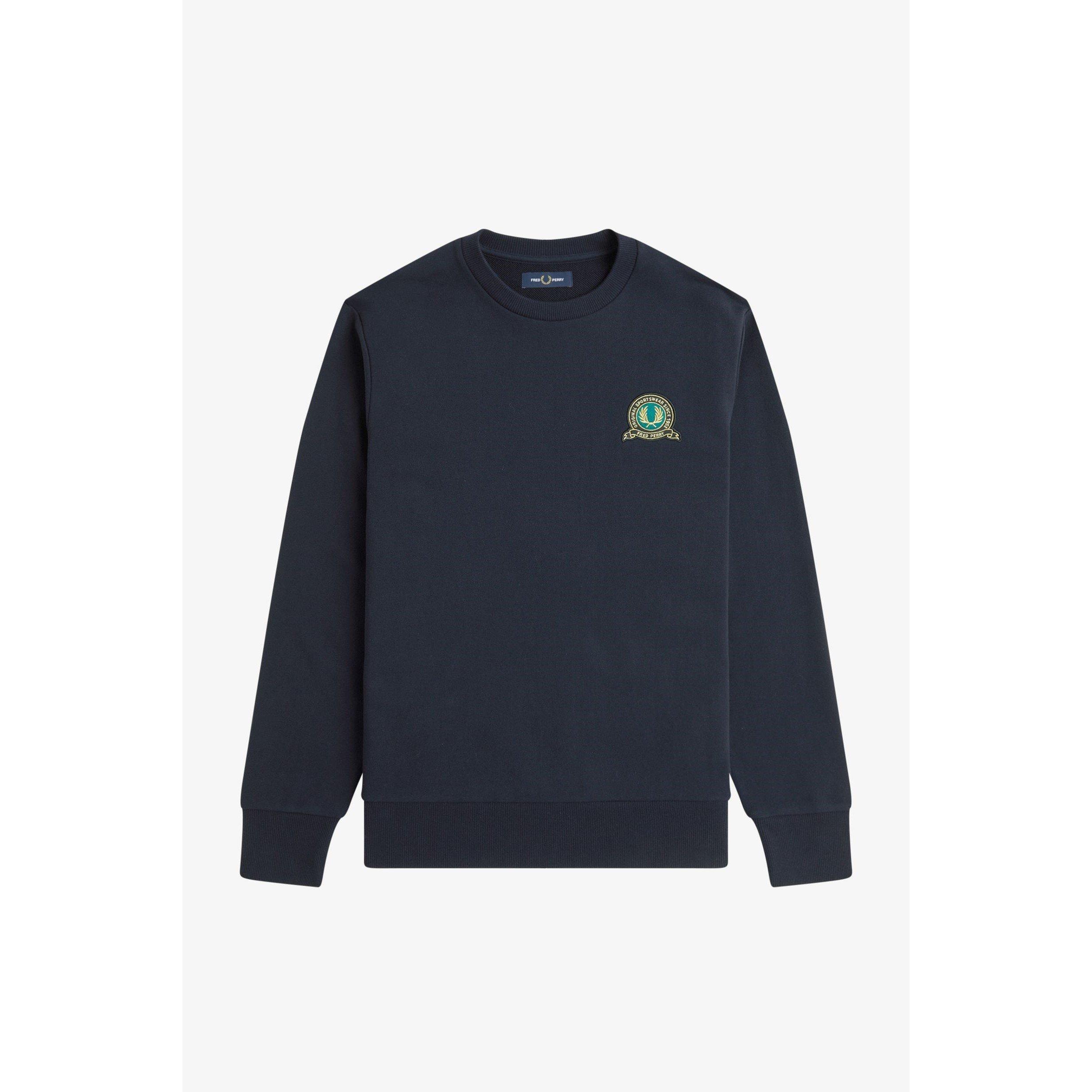 Navy 608 - Fred Perry - Men's Badge Crew Neck Sweatshirt - 1