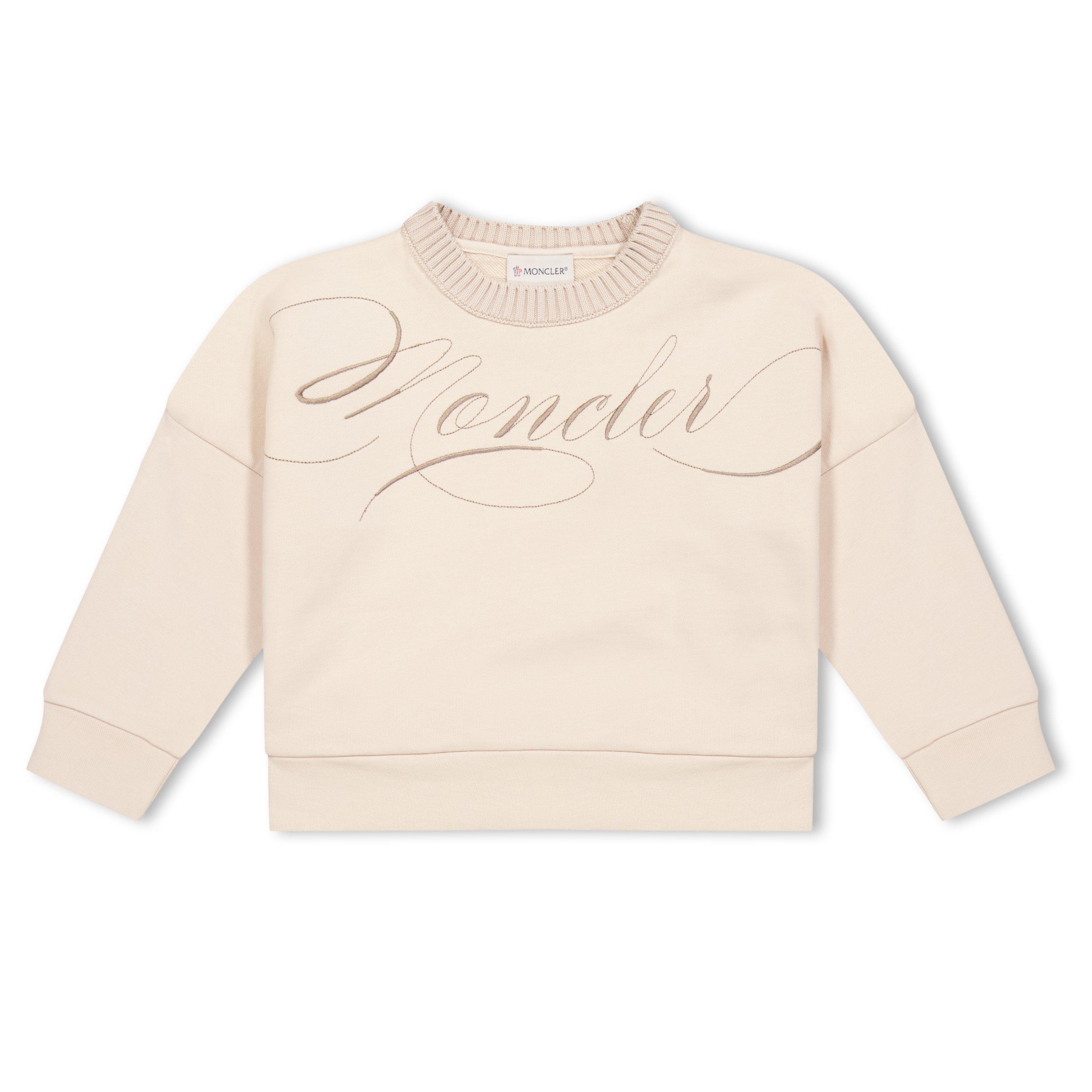 Sand 51N - Moncler - Embroidered Cursive Logo Crew Sweater Juniors - 1