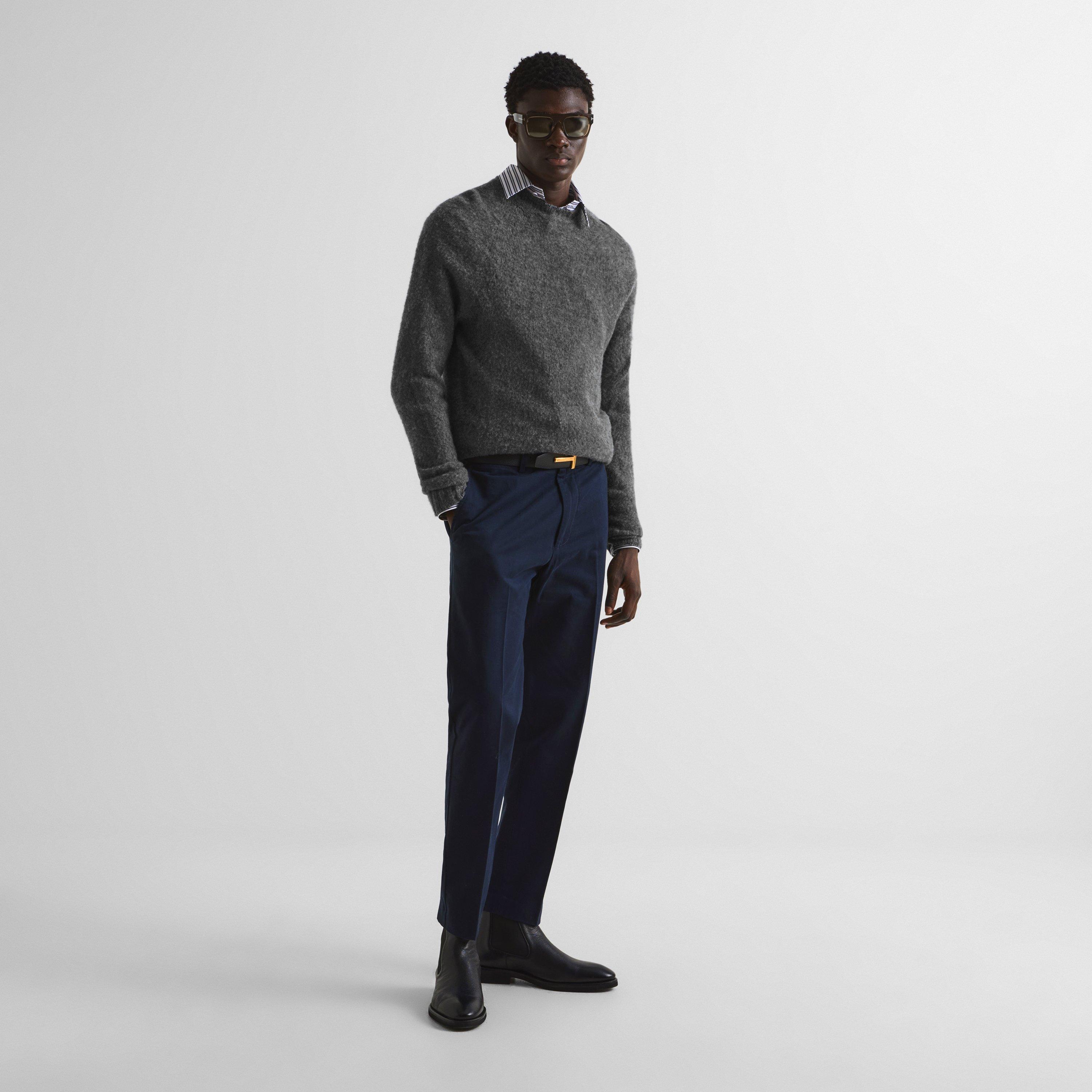 Light Charcoal - Tom Ford - Men's Long-Sleeve Cashmere Crew Sweater - 6