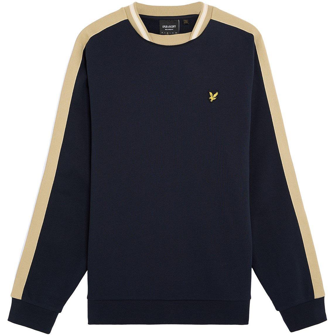 Dark Navy - Lyle and Scott - Men's Taped Crew Sweatshirt - 1