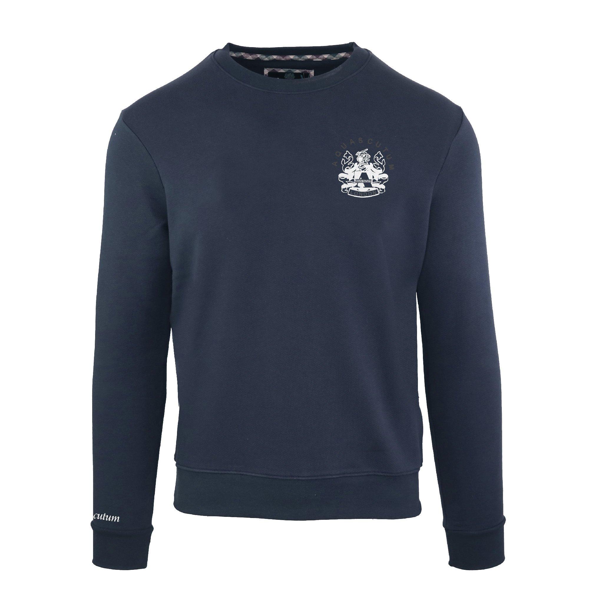 Aquascutum Men's Roundnk Sweat Crew Sweatshirt - Navy - 2X Large