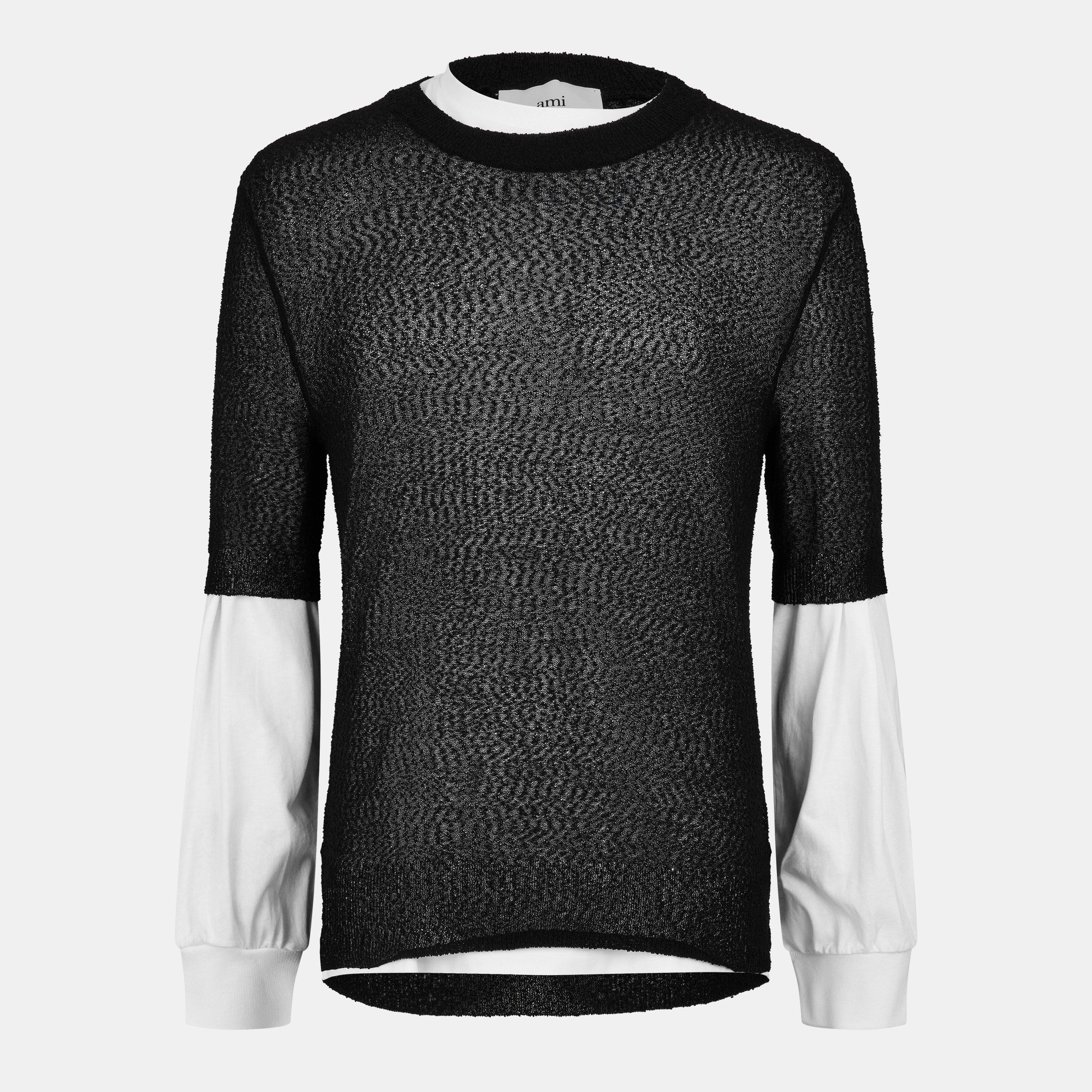 Black - AMI Paris - Men's Crew Sweatshirt - 1
