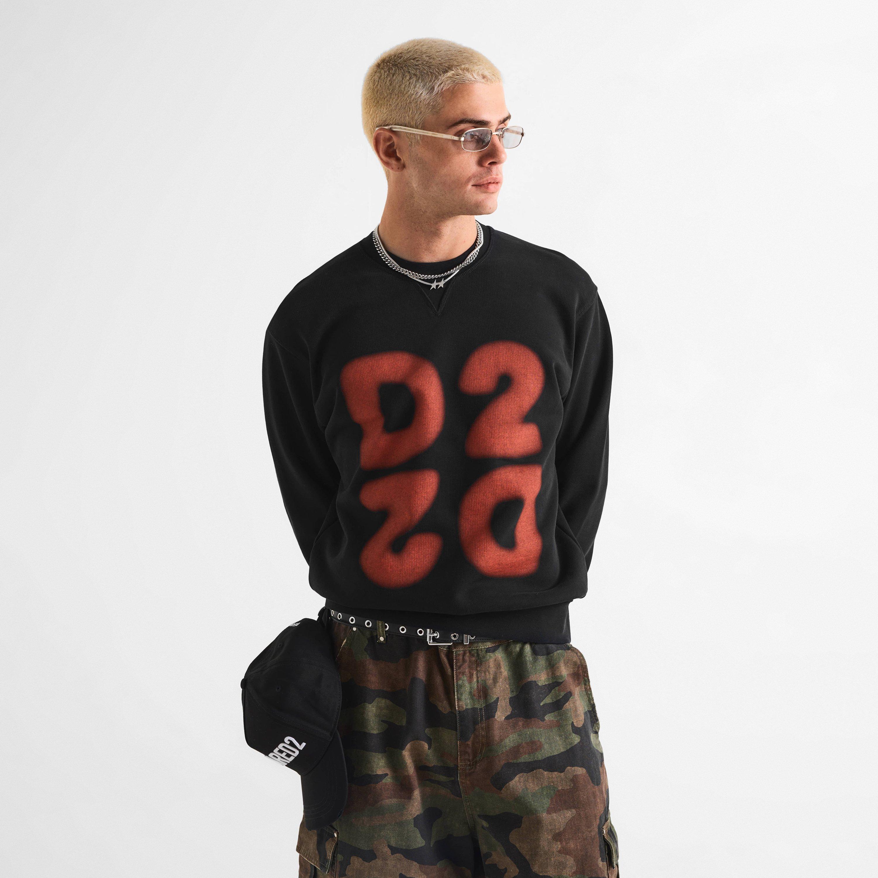 Black/Red - DSquared2 - DSQ D2 Logo Crew Swt Sn63 - 3