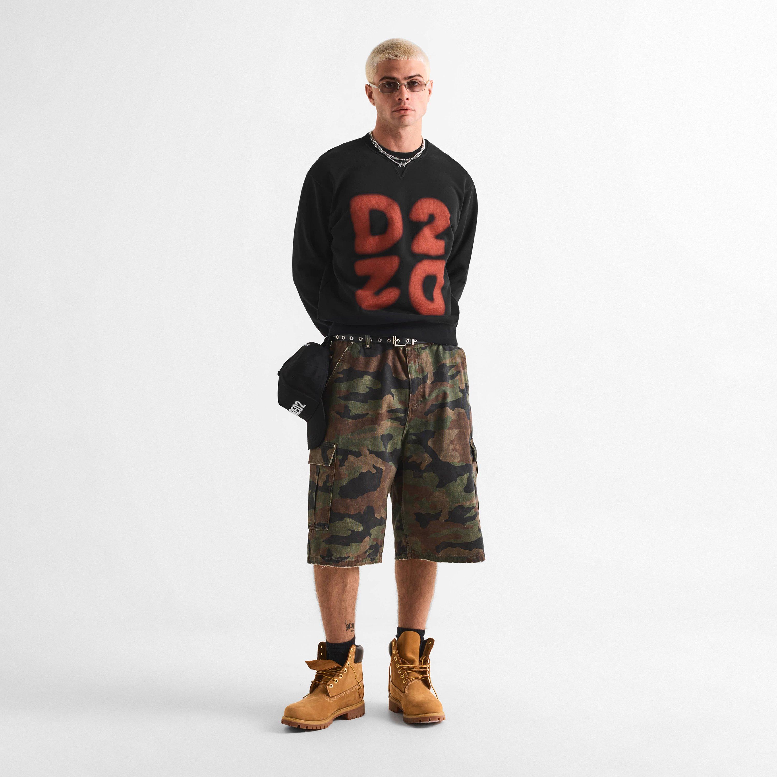 Black/Red - DSquared2 - DSQ D2 Logo Crew Swt Sn63 - 6