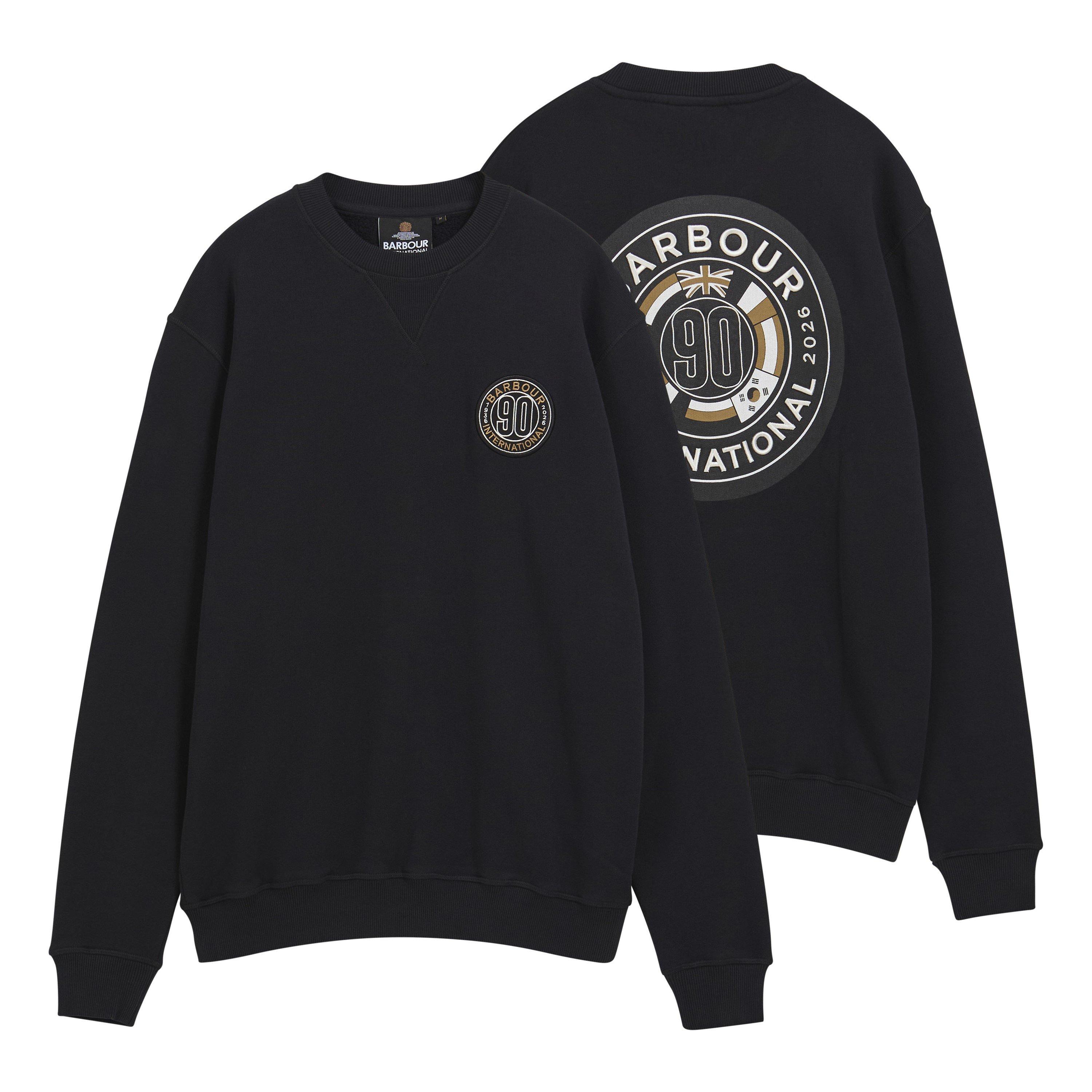 Black BK11 - Barbour International - Men's 90th Anniversary Cotton Long-Sleeve Graphic Sweatshirt - 1