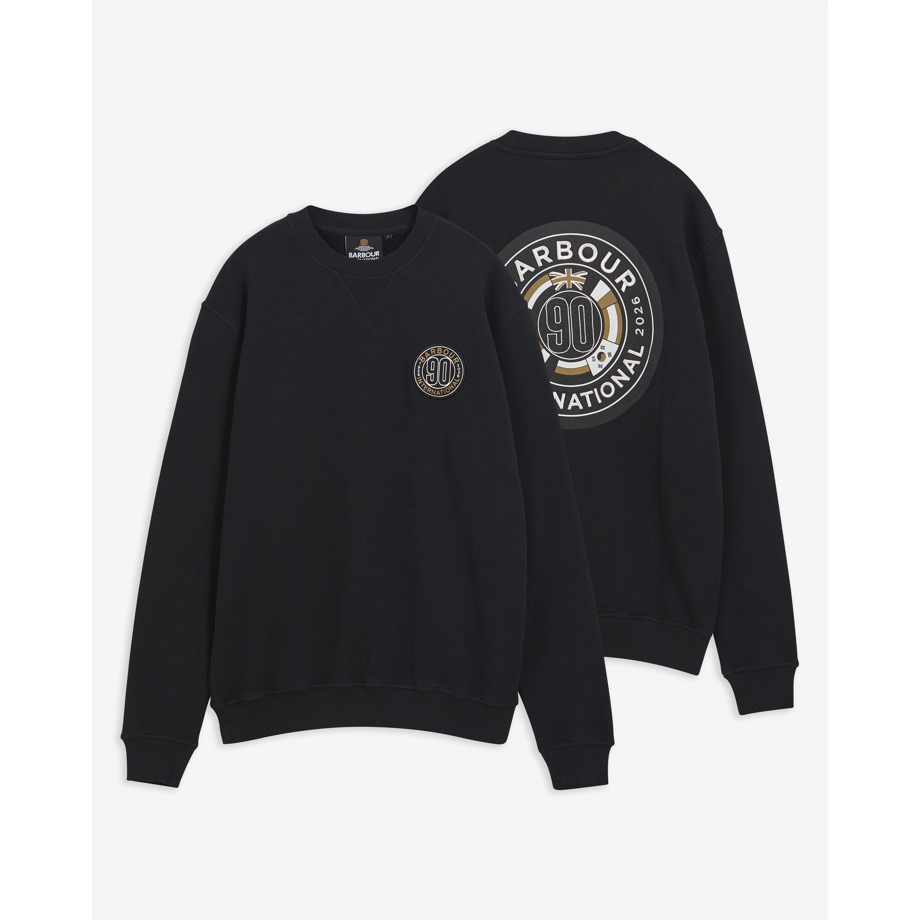 Black BK11 - Barbour International - Men's 90th Anniversary Cotton Long-Sleeve Graphic Sweatshirt - 2