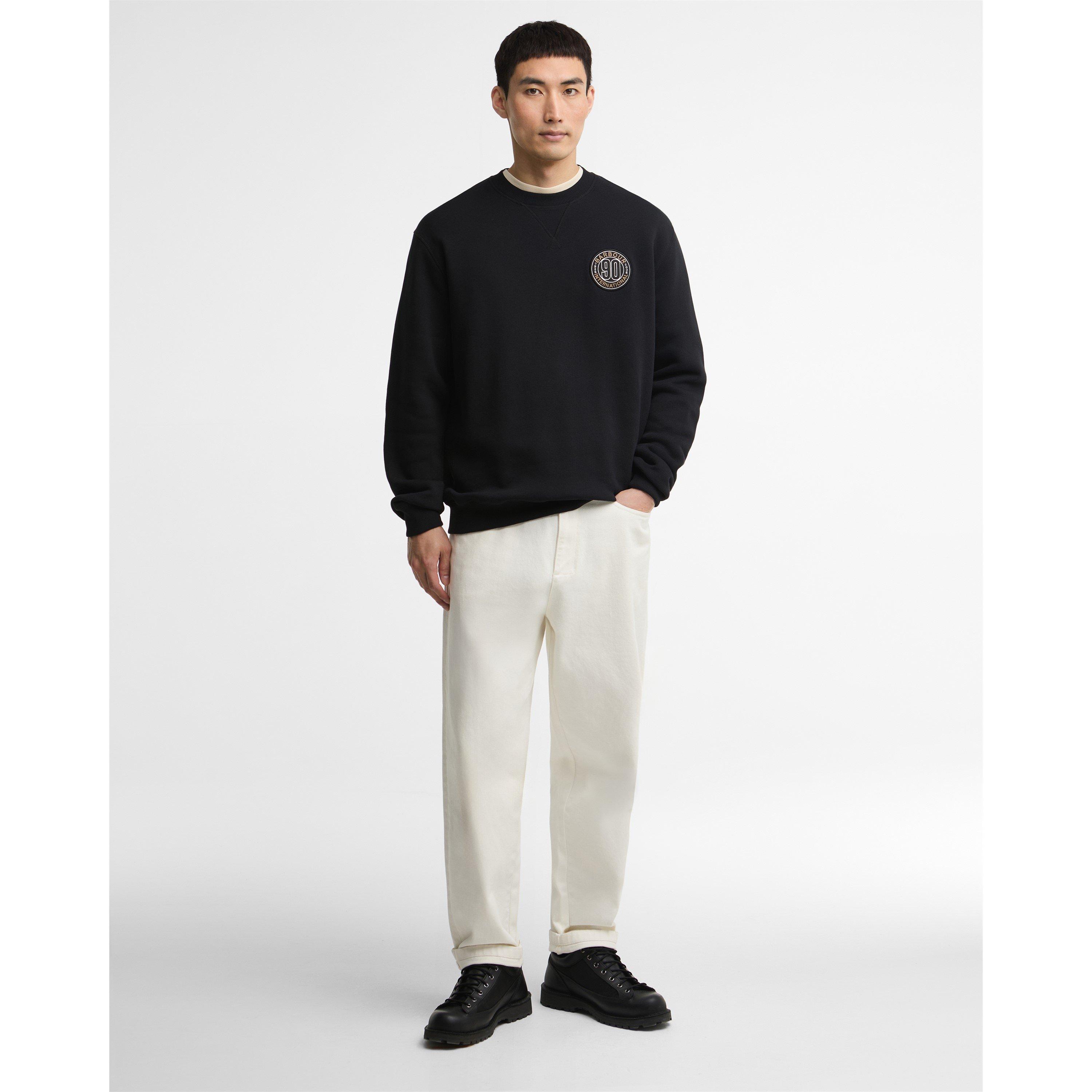 Black BK11 - Barbour International - Men's 90th Anniversary Cotton Long-Sleeve Graphic Sweatshirt - 6
