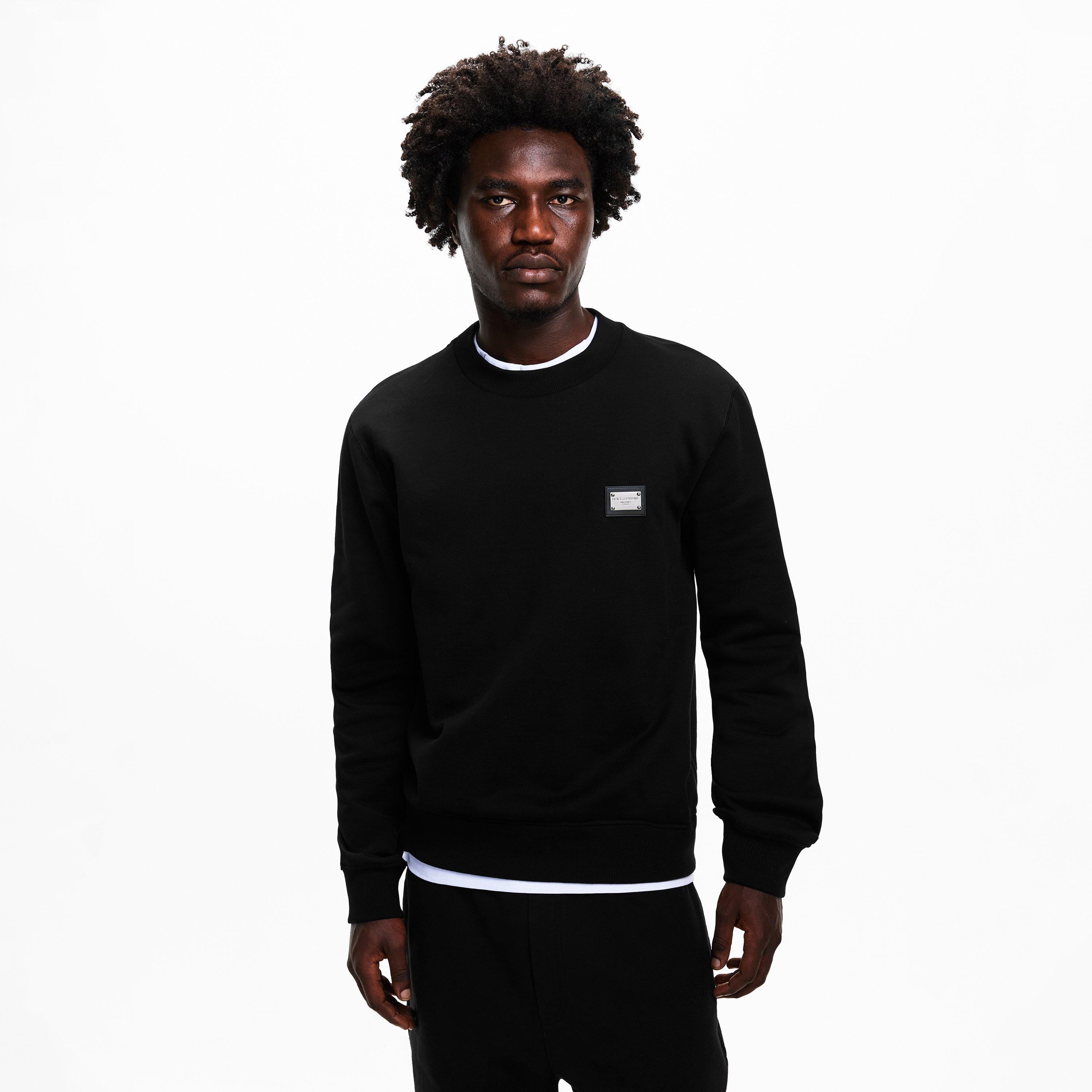 Black - Dolce and Gabbana - Men's Placca Crew Sweatshirt - 3