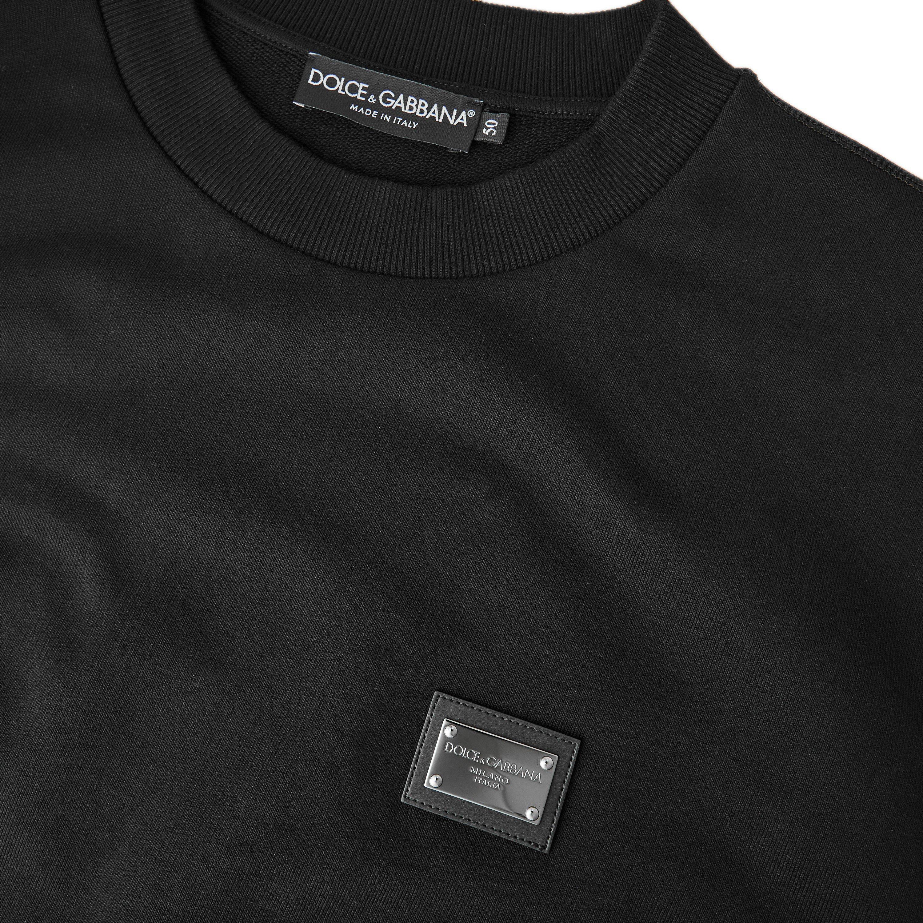 Black - Dolce and Gabbana - Men's Placca Crew Sweatshirt - 5