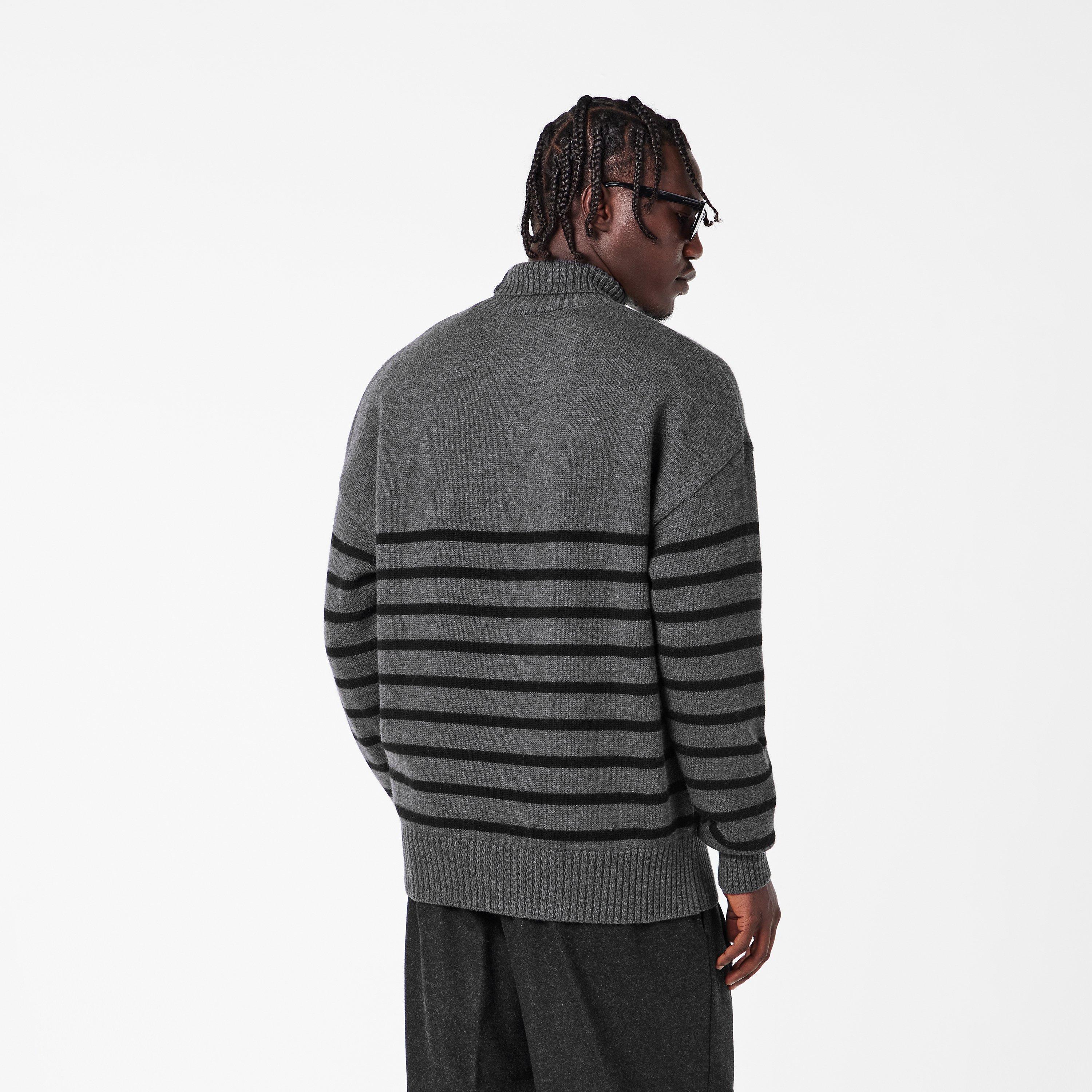 Grey/Black/Red - AMI Paris - Men's Coeur Crew Sweatshirt - 4