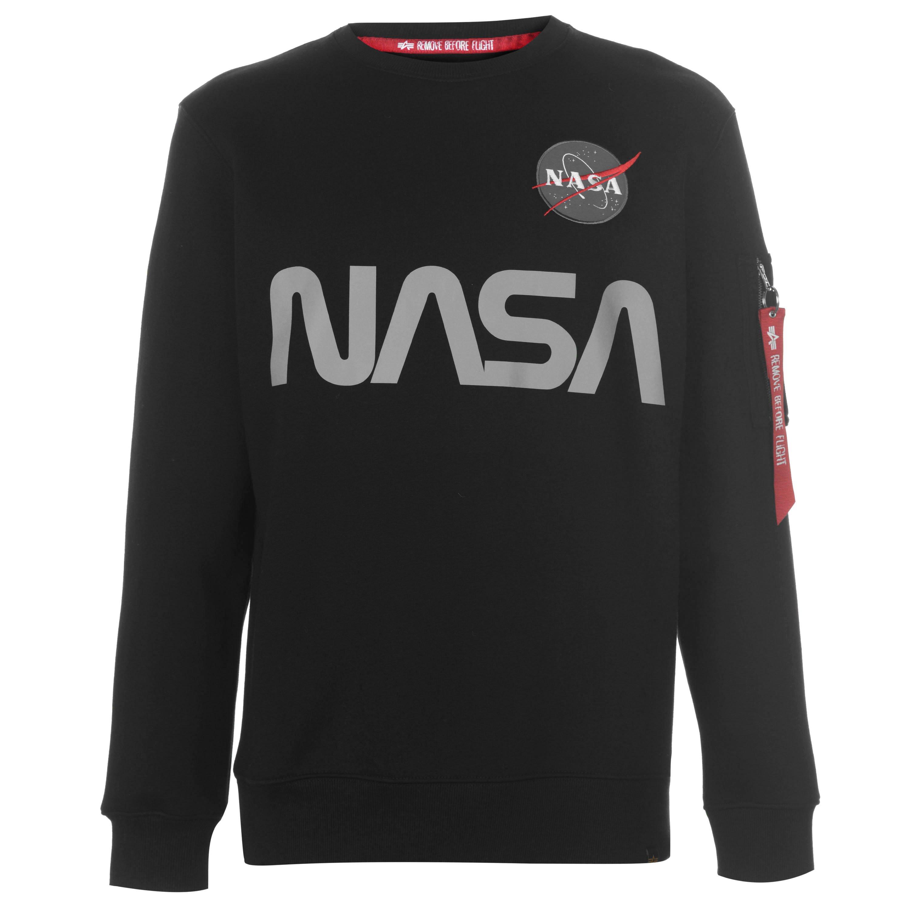 Black - Alpha Industries - NASA Reflective Crew Sweatshirt - 1