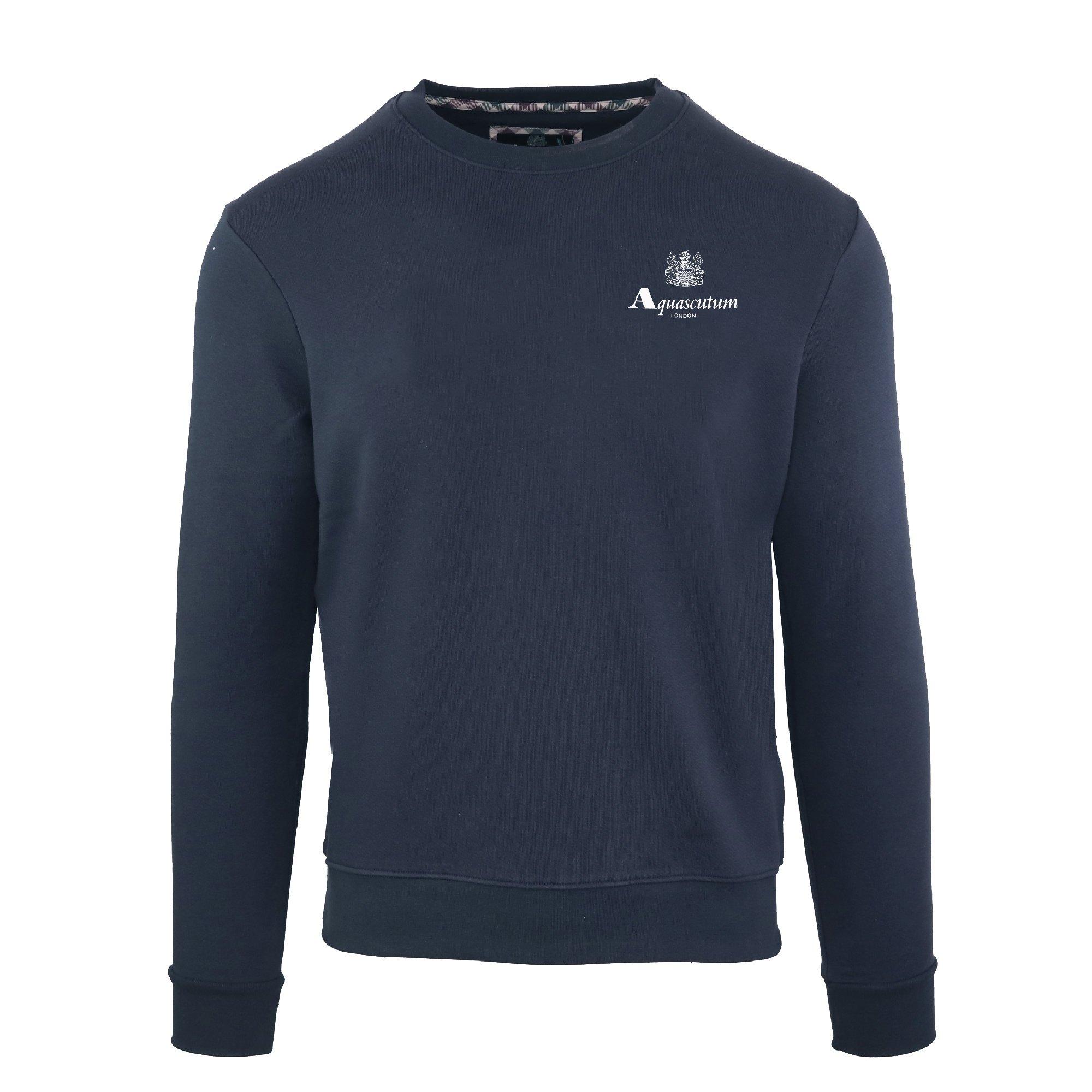 Aquascutum Men's Roundnk Sweat Crew Sweatshirt - Navy - 2X Large
