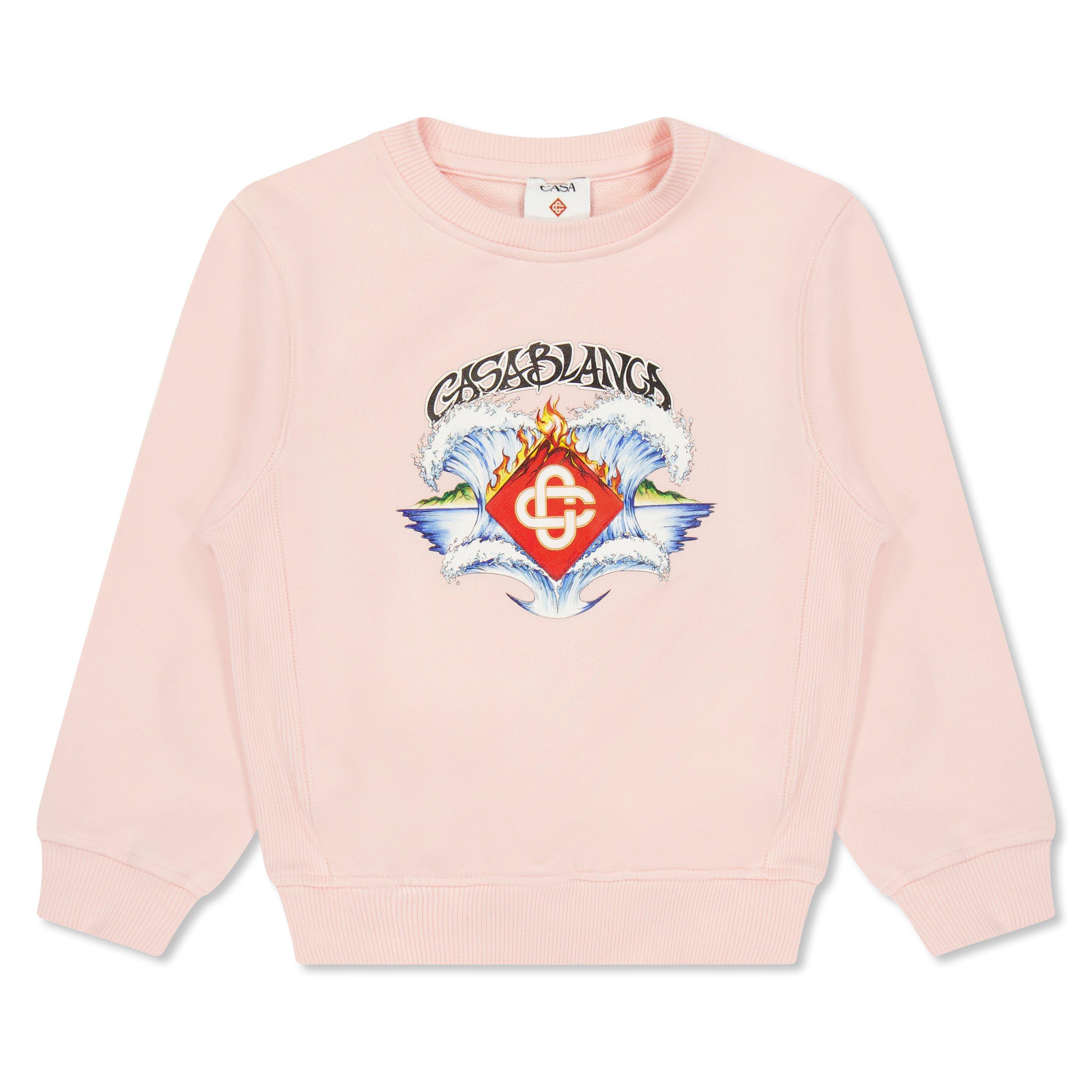 Casablanca Kids' Waves Crew Sweatshirt - Waves Pink - Size 11-12Y