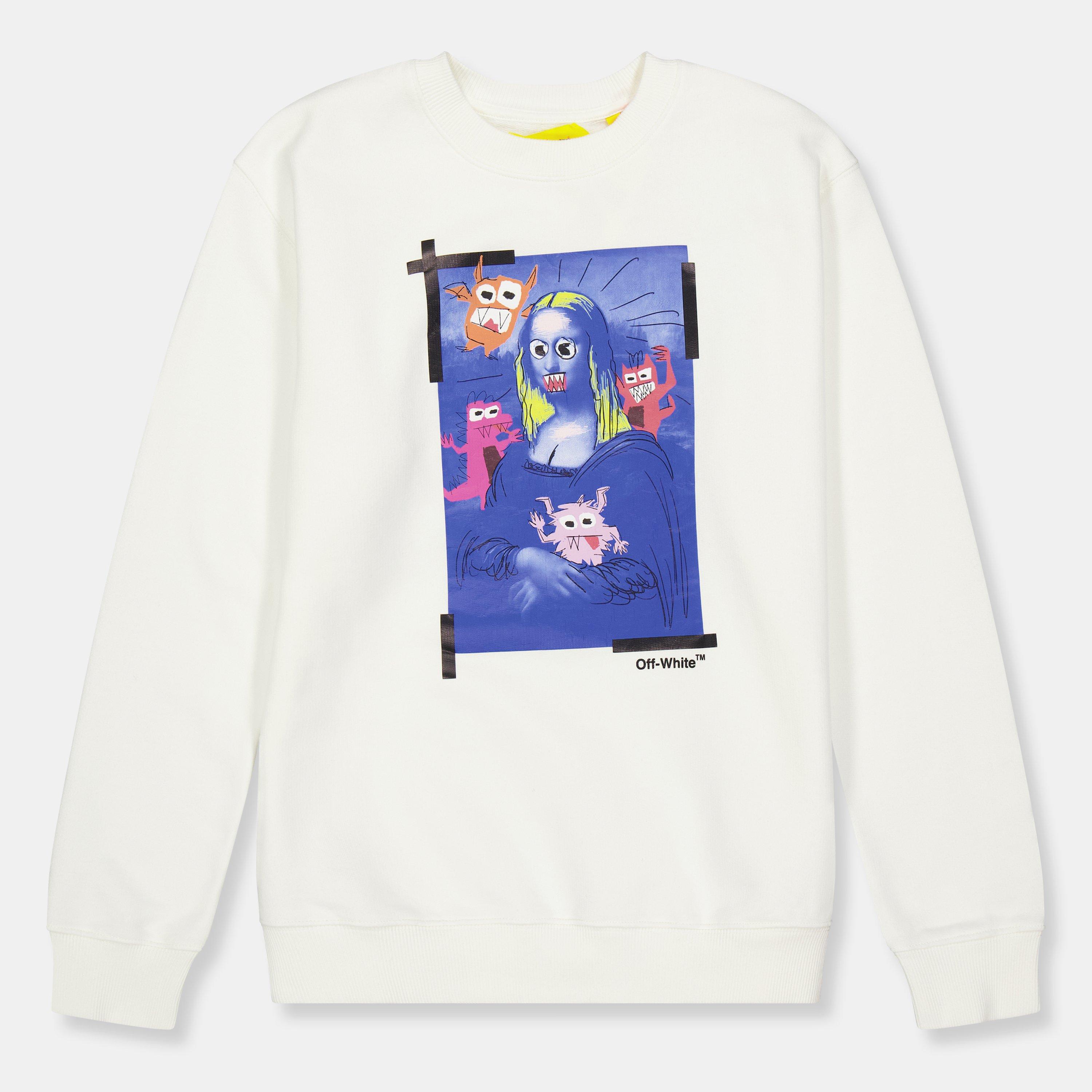 White/Blue - Off White - Kids' Crew Neck Relaxed Fit Sweatshirt - 1