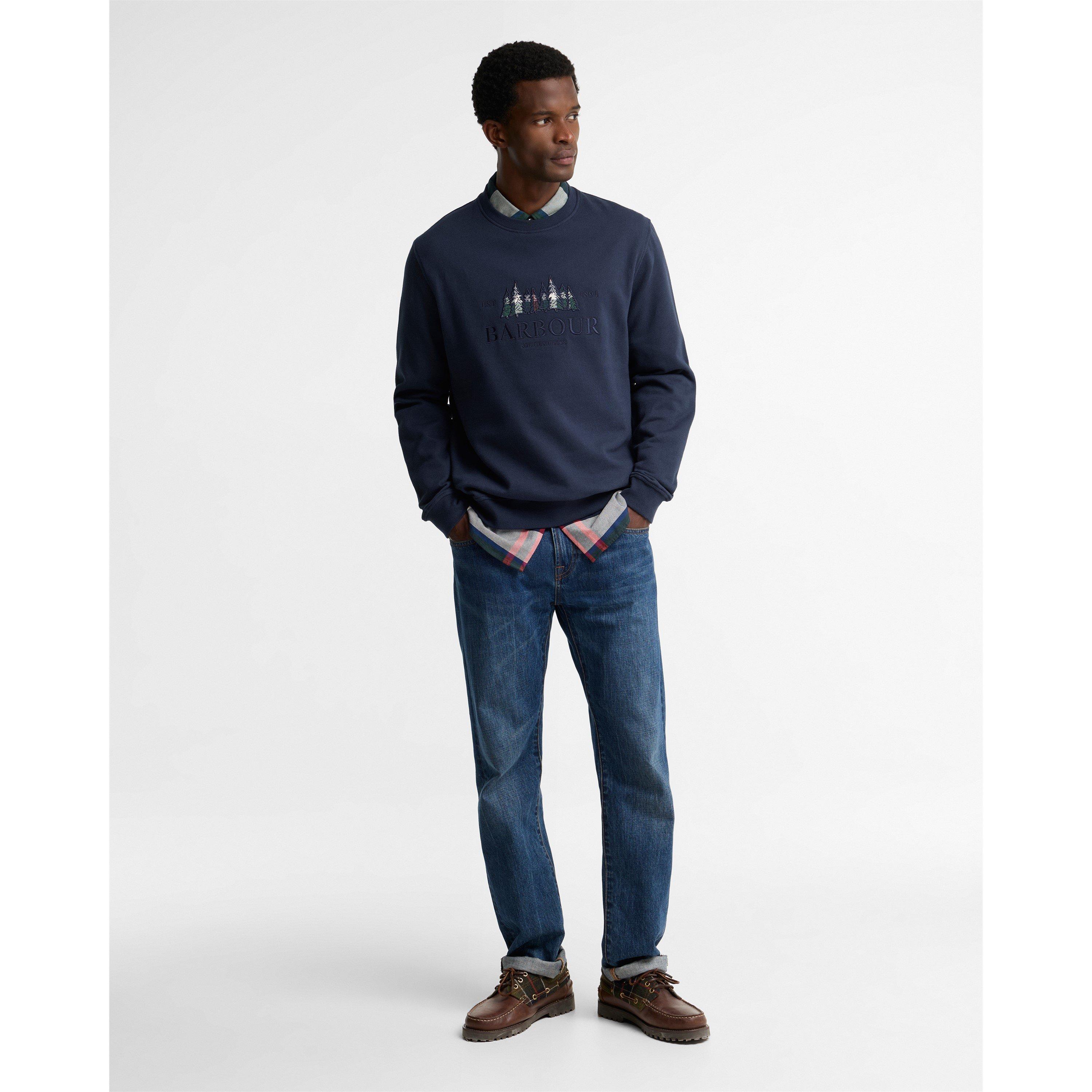 Navy NY91 - Barbour - Men's Evergreen Cotton Crew Sweater - 7
