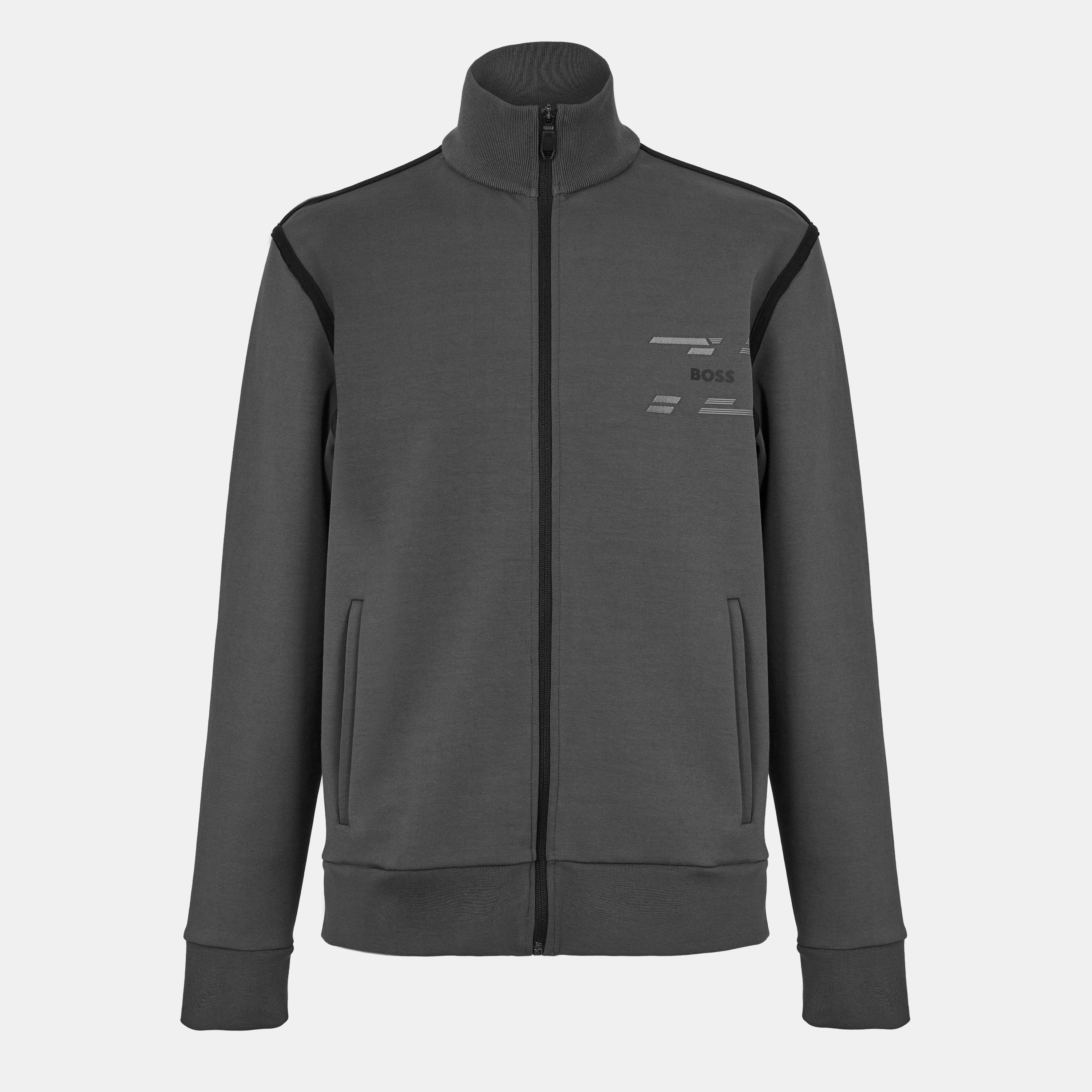 Dark Grey - Boss - Men's Skaz Tape Sweatshirt with Tape Trims - 1