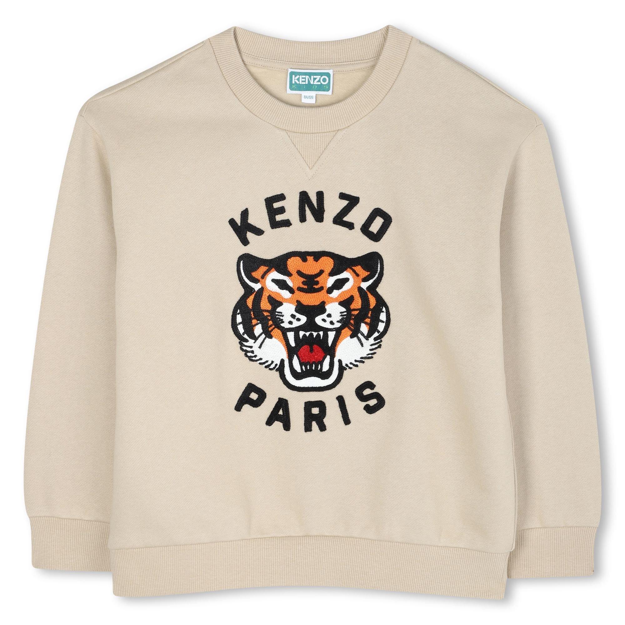 Beige 249 - Kenzo - Unisex Kids' Tiger Embroidered Crew Sweatshirt - 1