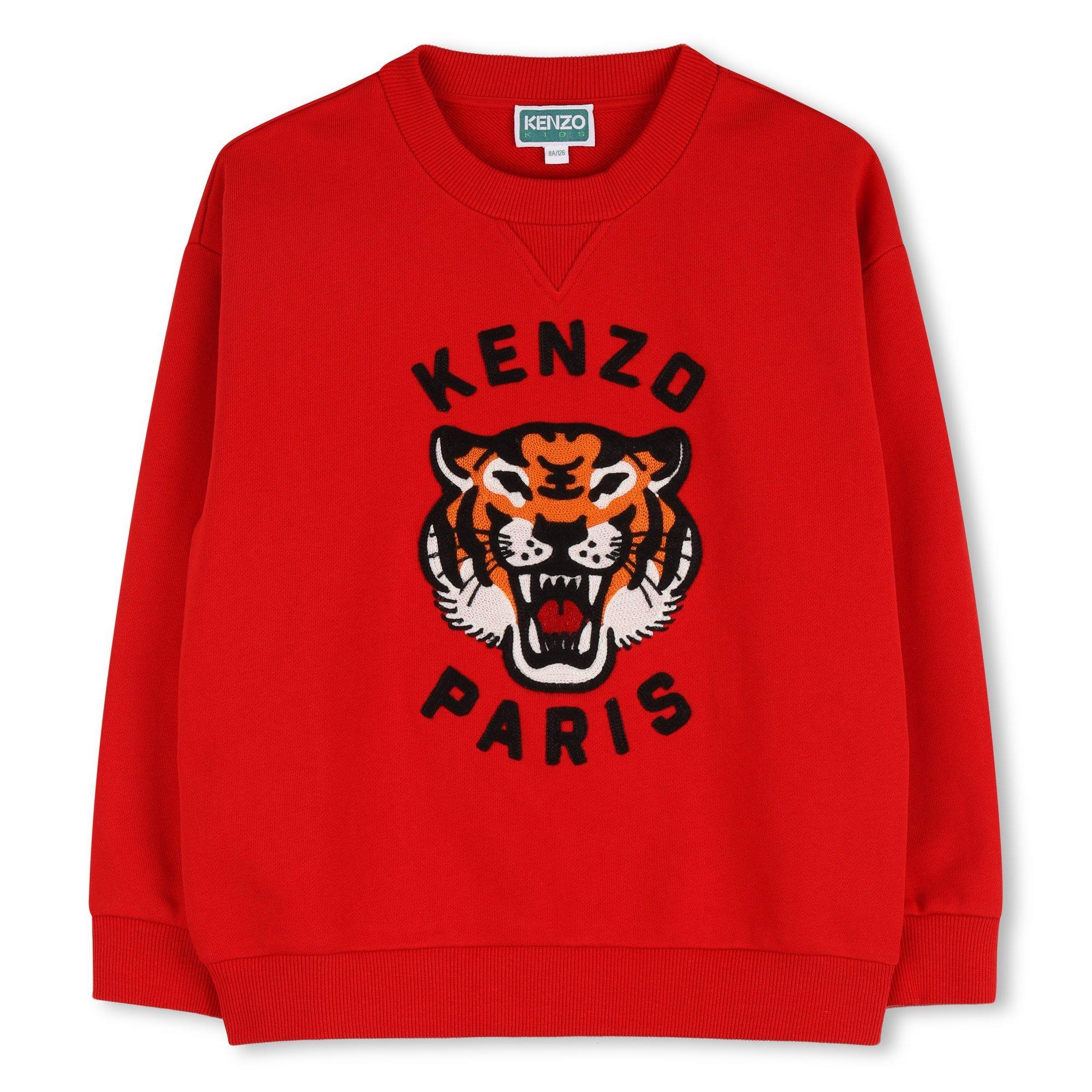 Kenzo  Red 968 Kids' Tiger Embroidered Crew Sweatshirt - 8Y