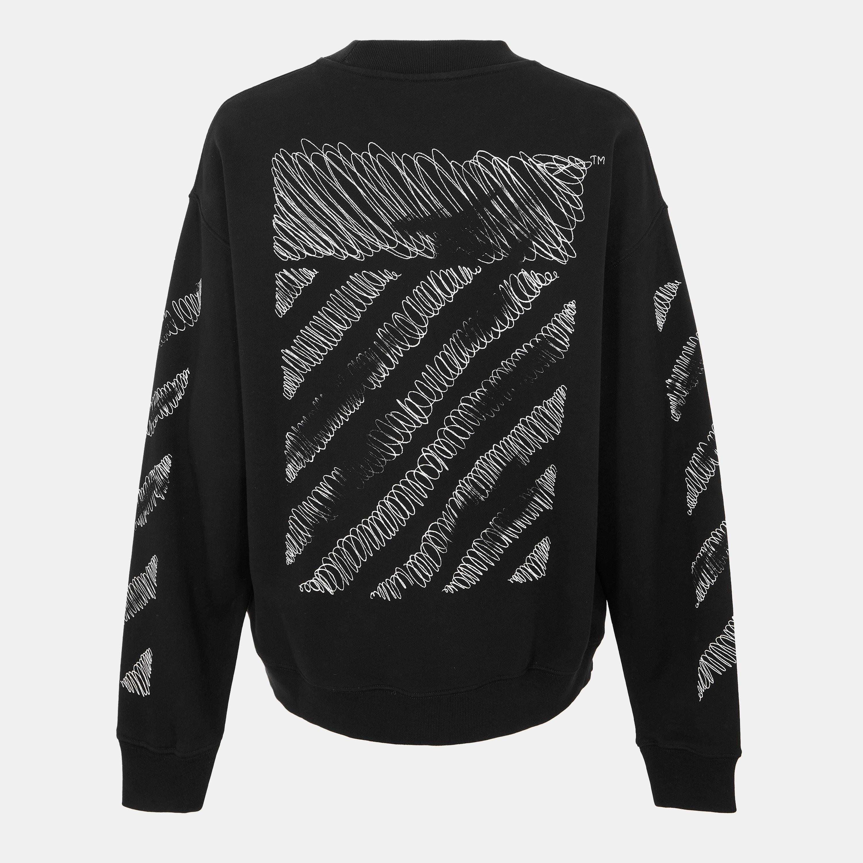 Black - Off White - Men's Scrib Skate Relaxed Fit Crew Sweatshirt - 1