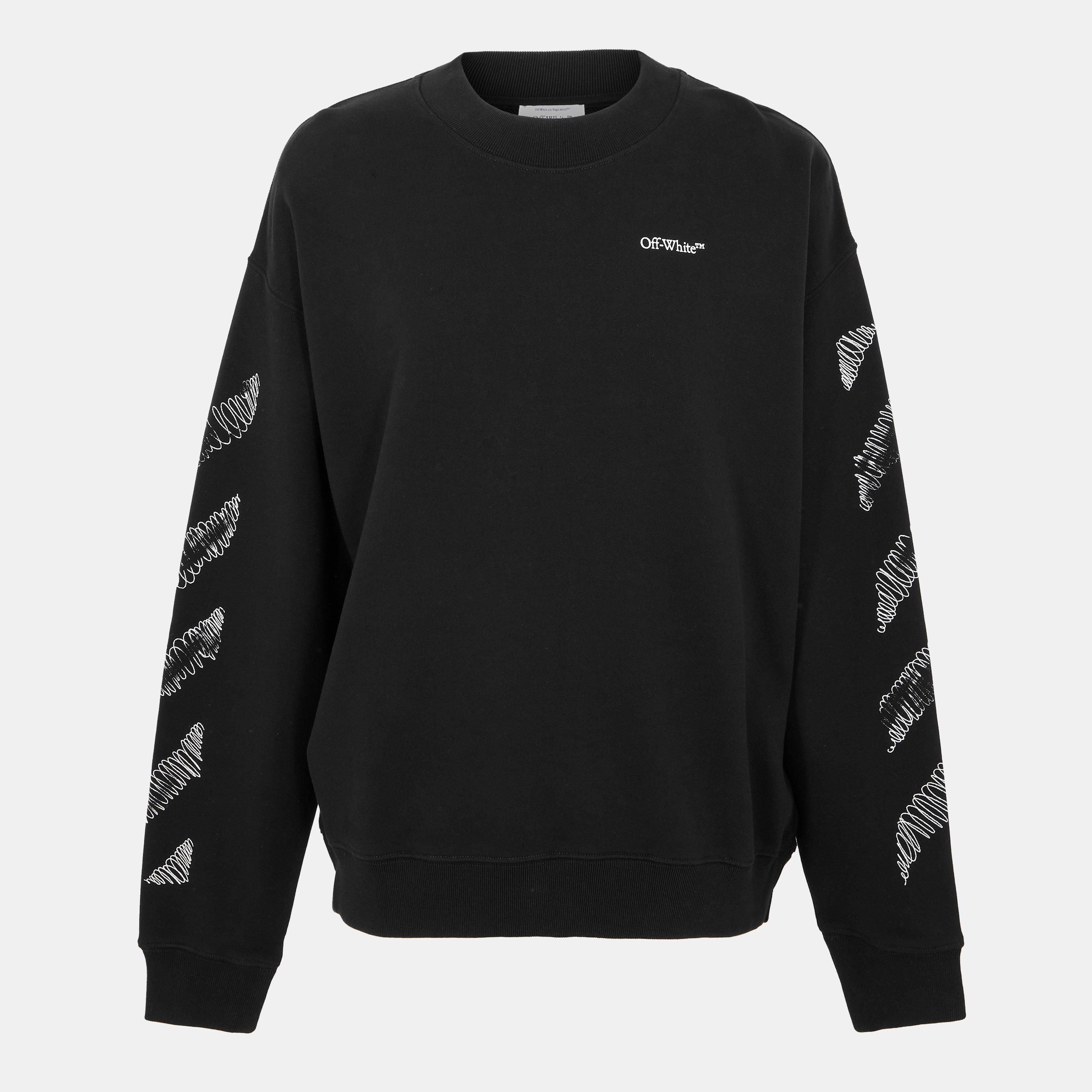 Black - Off White - Men's Scrib Skate Crew Sweatshirt - 2