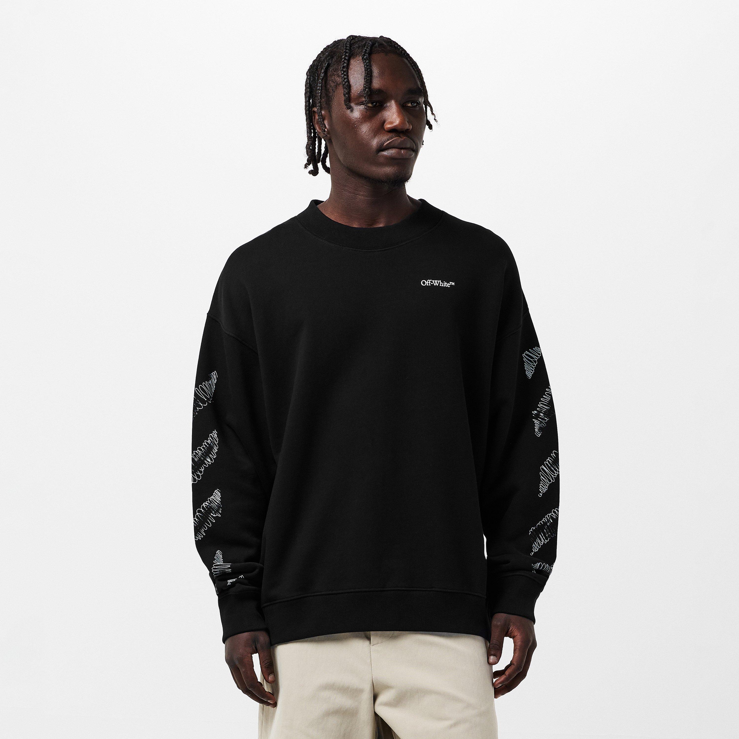 Black - Off White - Men's Scrib Skate Crew Sweatshirt - 3