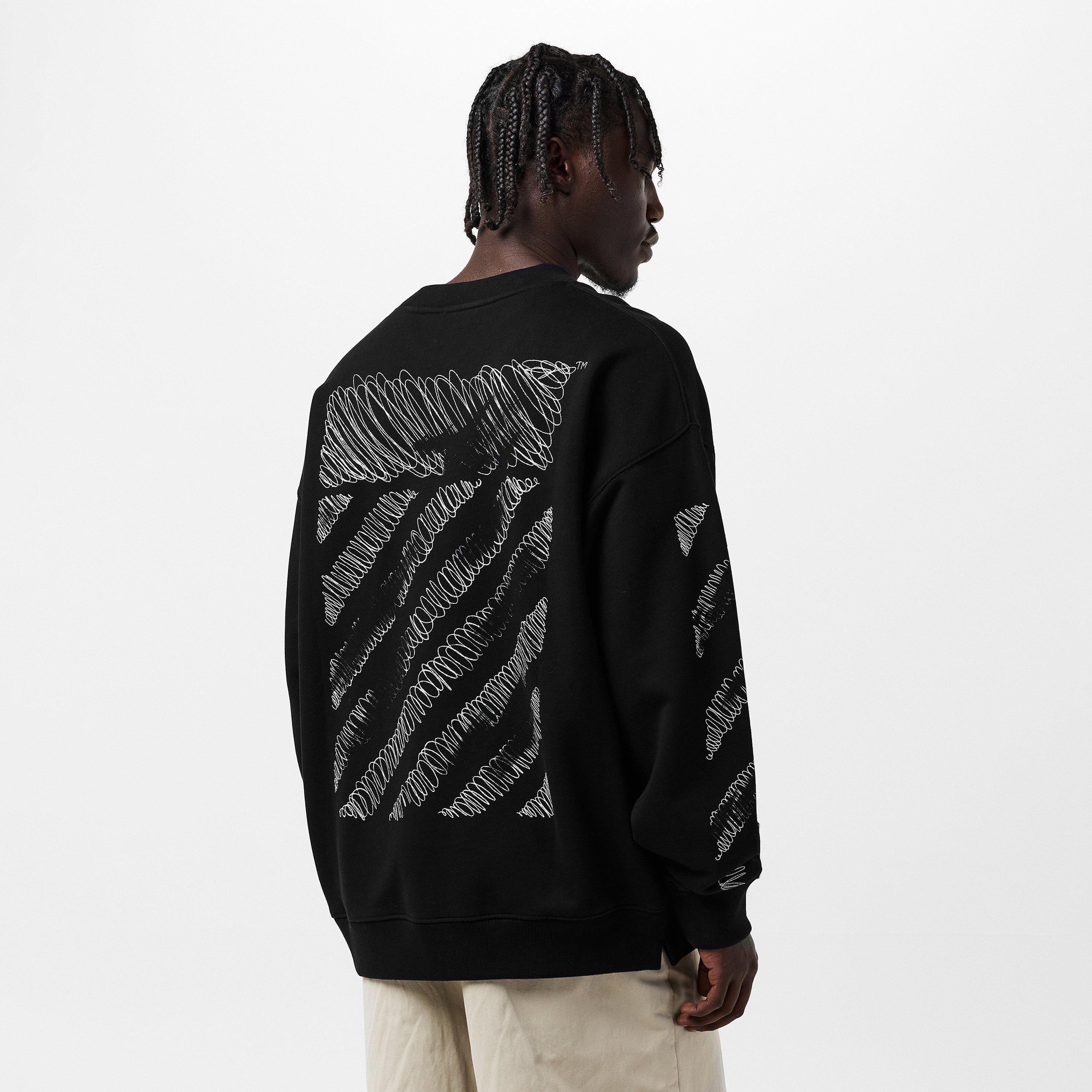 Black - Off White - Men's Scrib Skate Crew Sweatshirt - 4