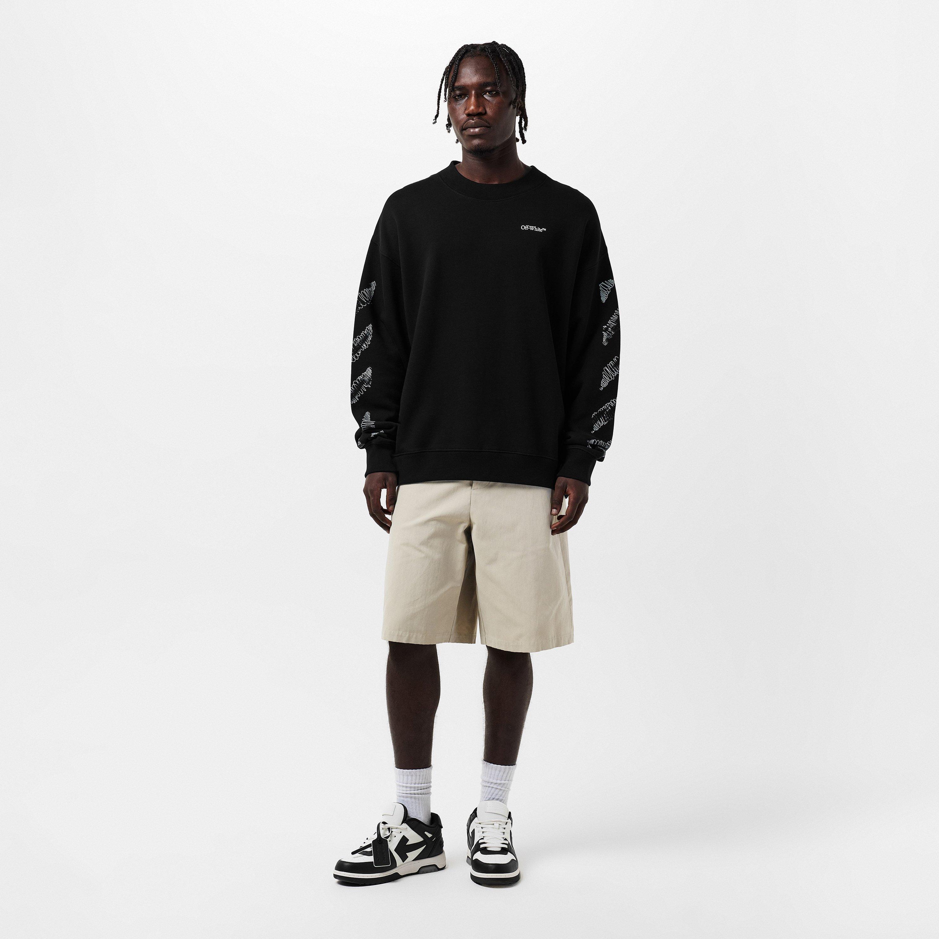 Black - Off White - Men's Scrib Skate Crew Sweatshirt - 6