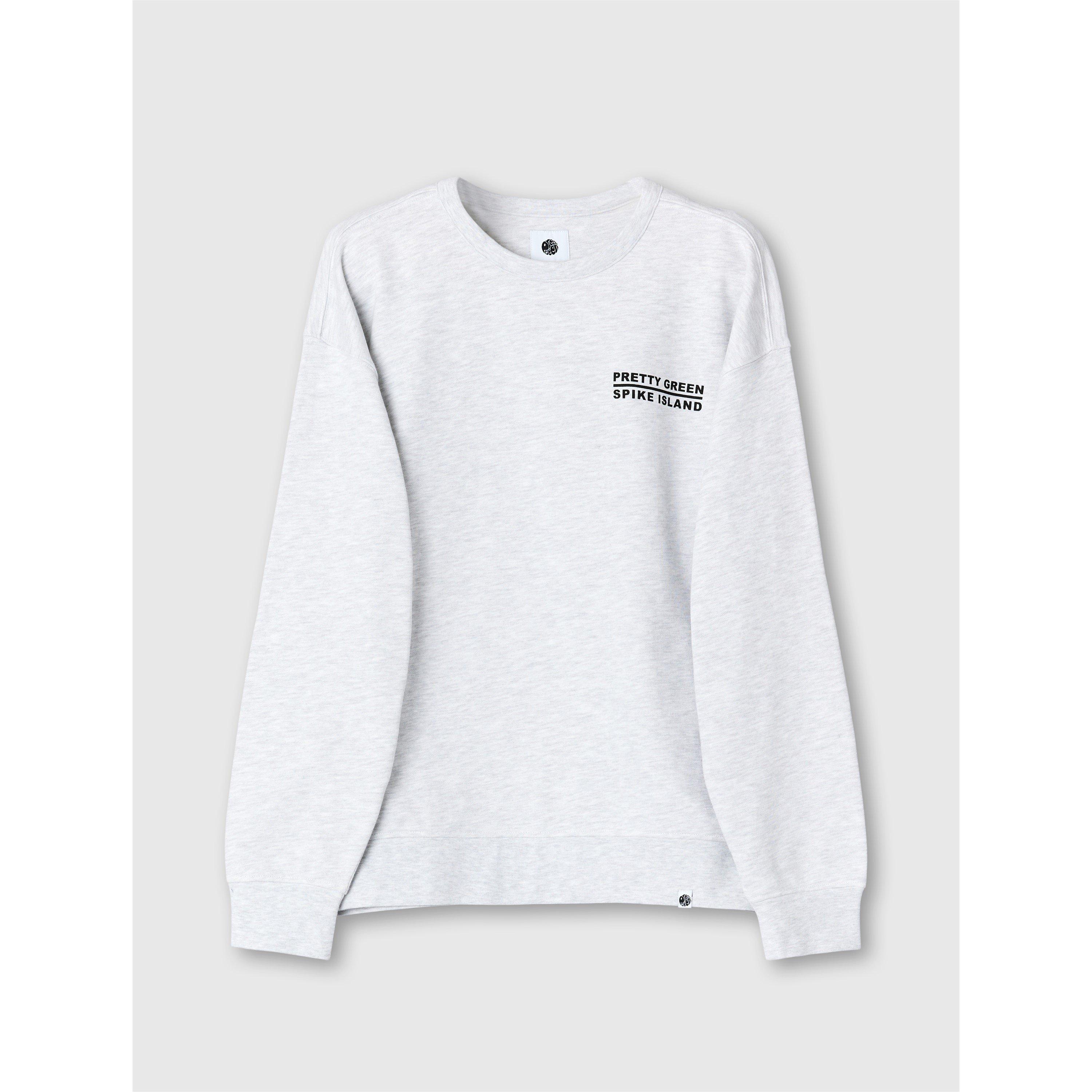 Lt Grey - Pretty Green - Men's PG Spike Island Crew Sweatshirt - 1